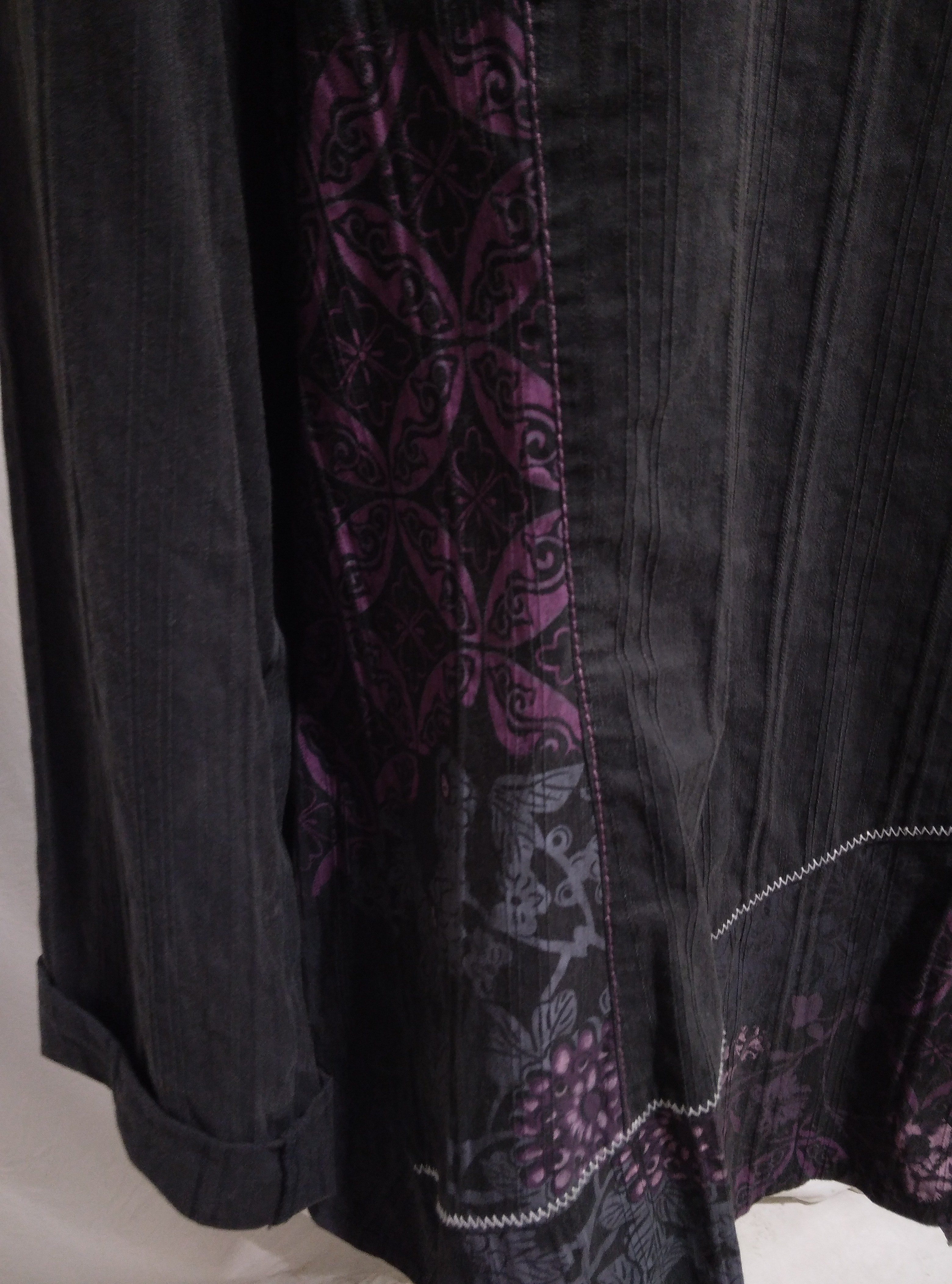 Veste noire imprimée fleuri gris et parmes, Alexo - 46 - Photo 11