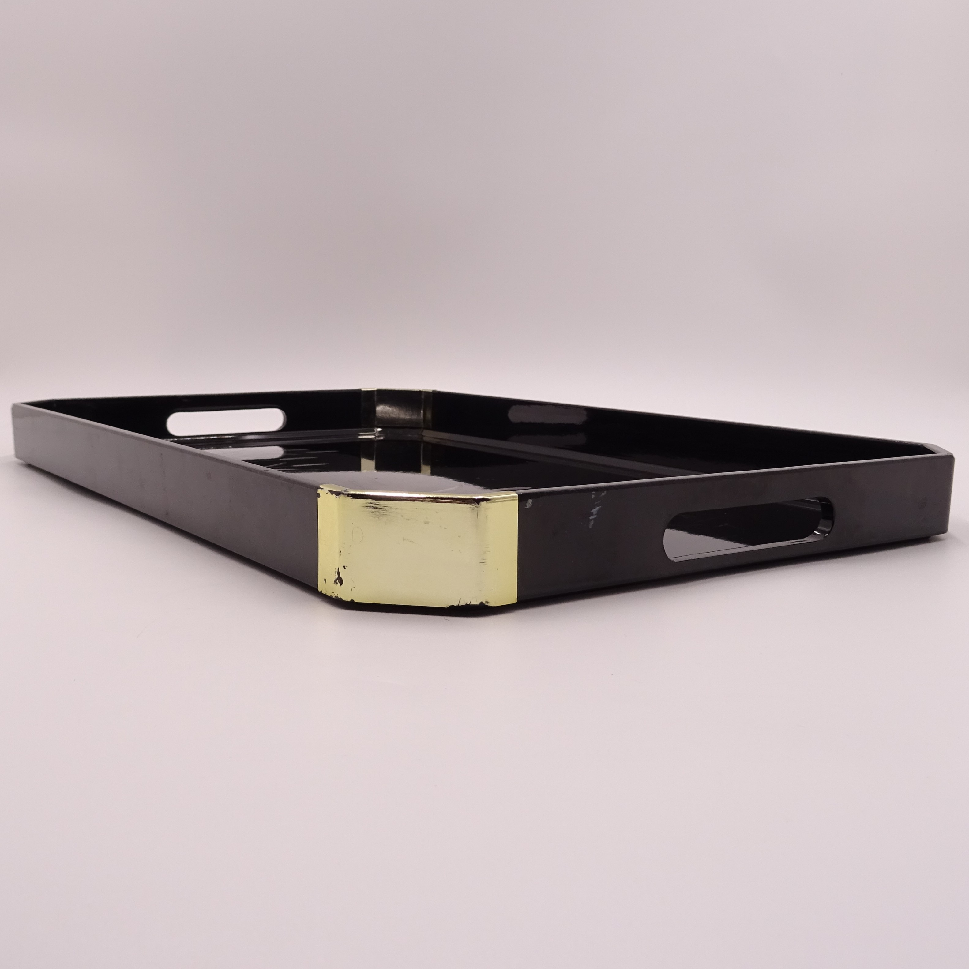 Plateau en bois laqué décor japonais - Bon état - Photo 3