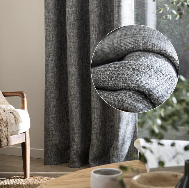 Rideau tamisant, Tricot, coton, gris H.250 x l.140 cm INSPIRE - Comme neuf - Photo 2