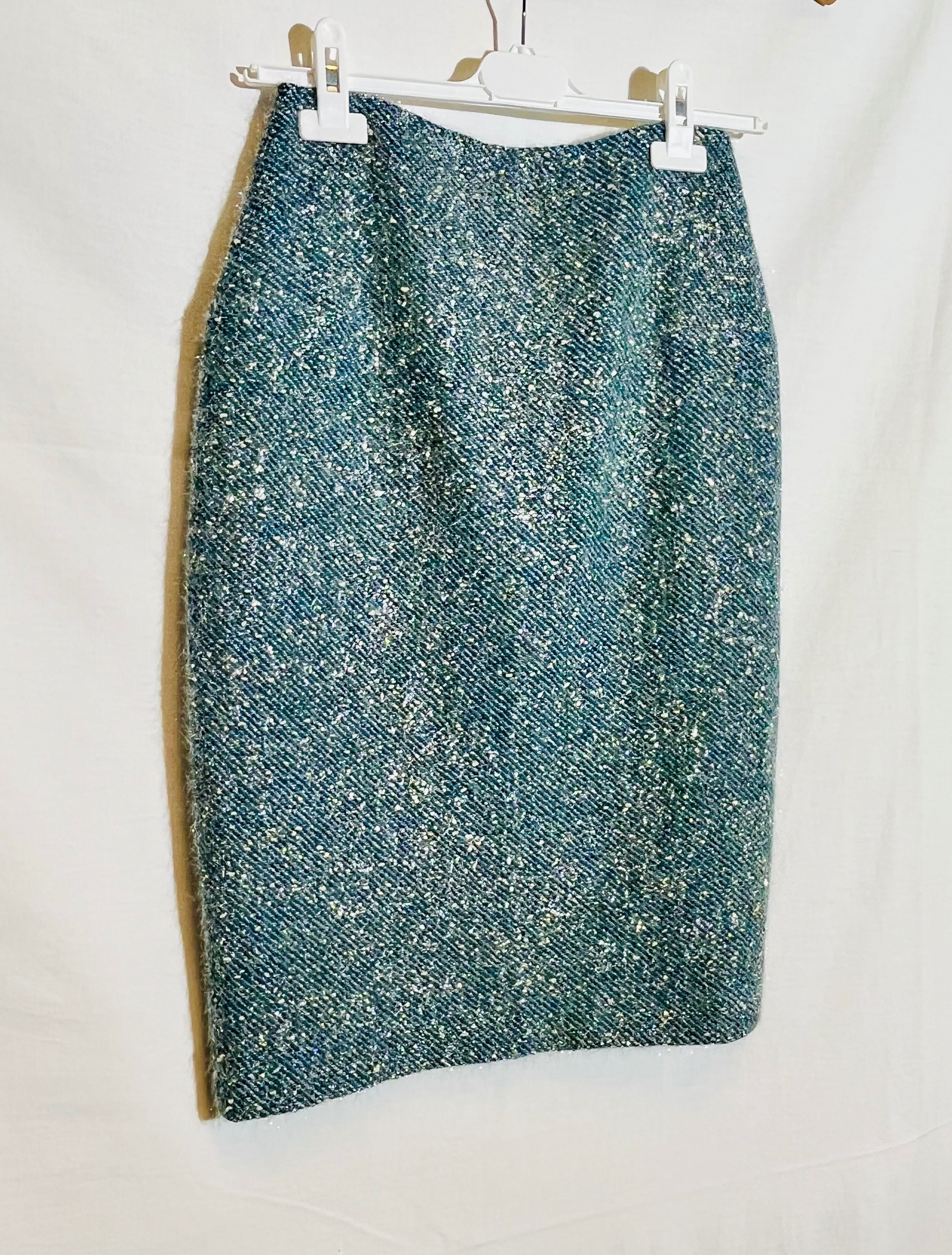 Jupe Richard Nicoll -34 - bleu chiné brillant vintage - Photo 2