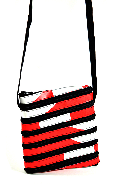 Gamme Bâche - Sac Zippé "Rouge/Blanc"- Création / Fait main  - Vue 2 - 