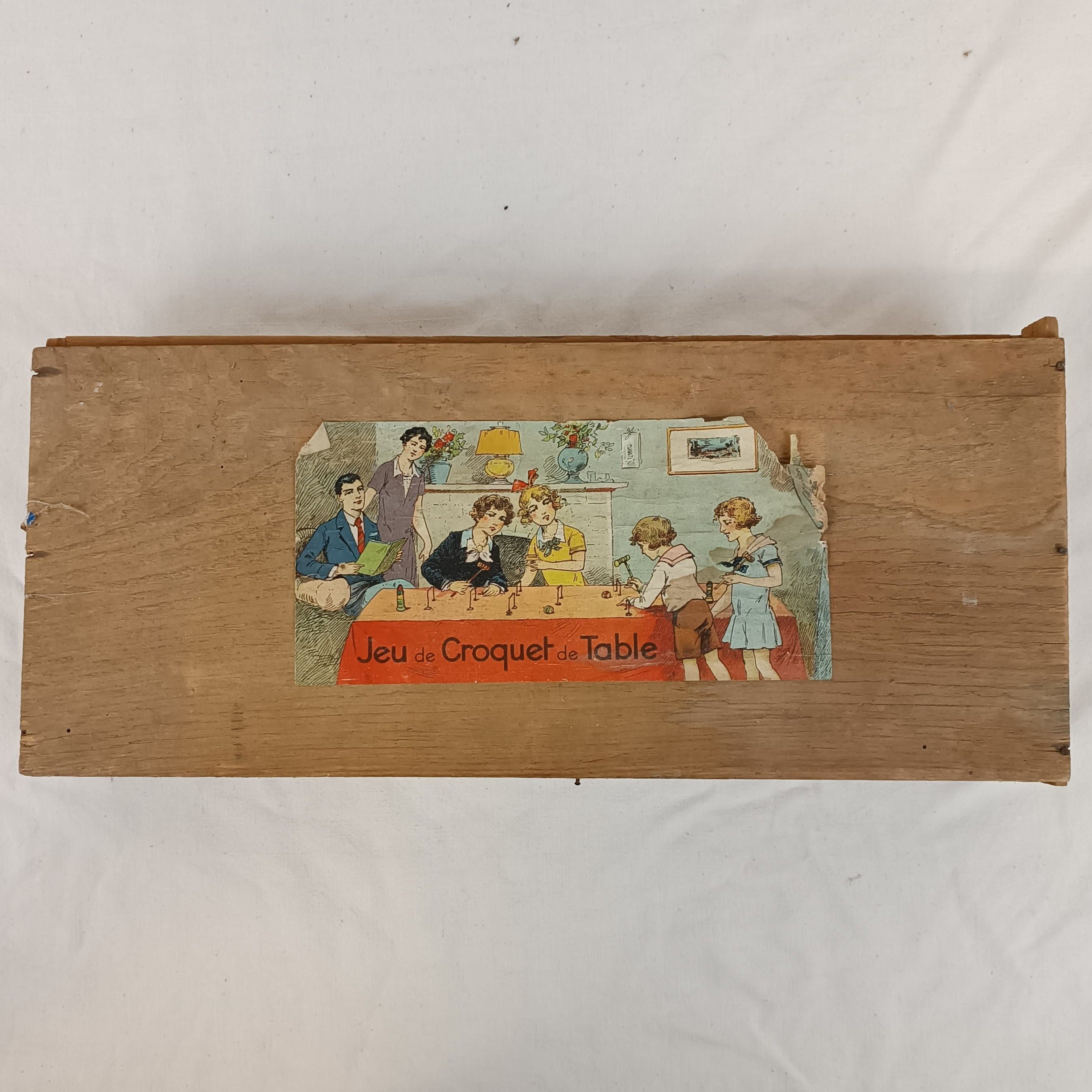 Jeu de Croquet de Table ancien, en bois, dans sa boite d'origine État correct - Vue 6 - 
