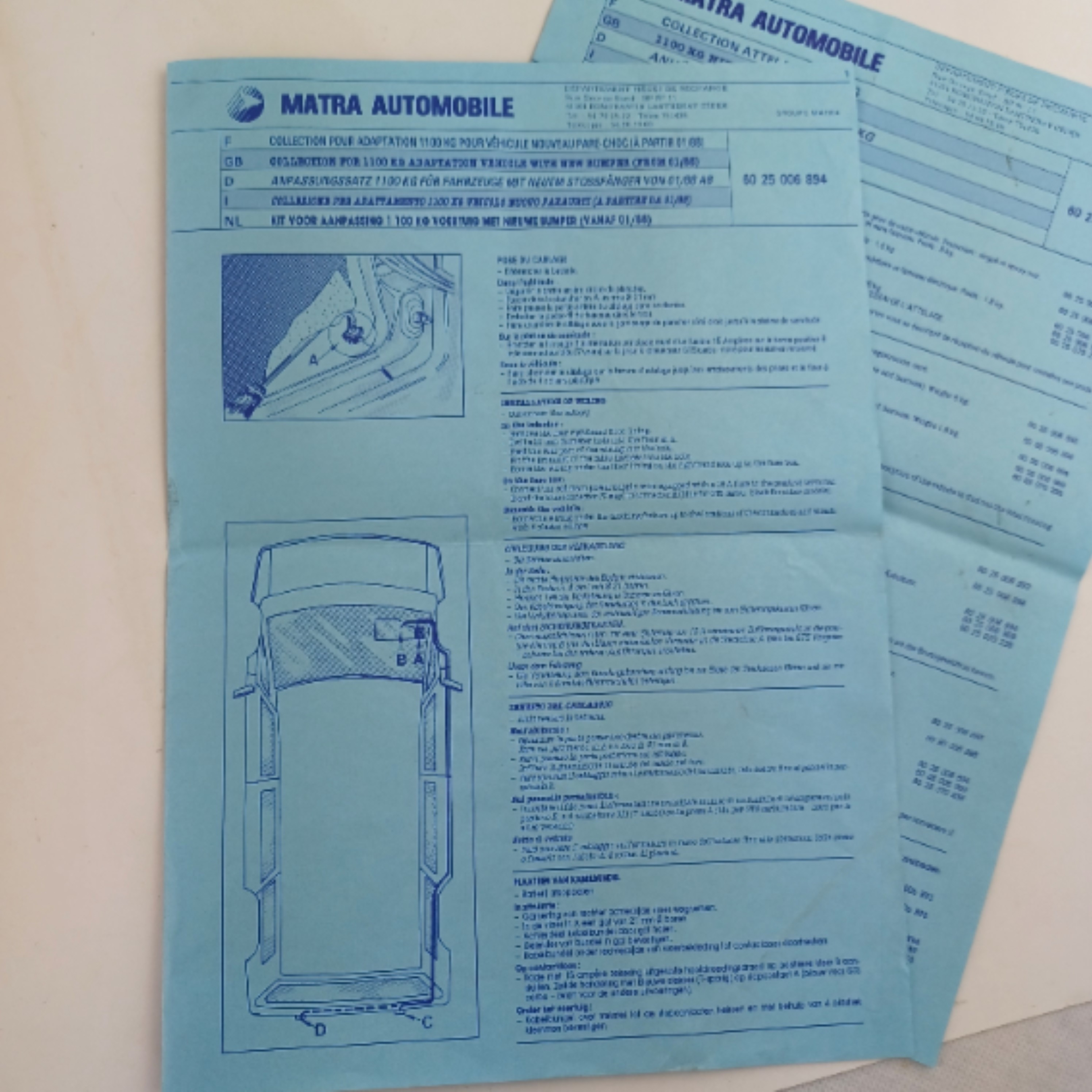 Lot de documents techniques Matra Automobile avec Attelage & branchements (1987–1988) Très bon état - Vue 9 - 