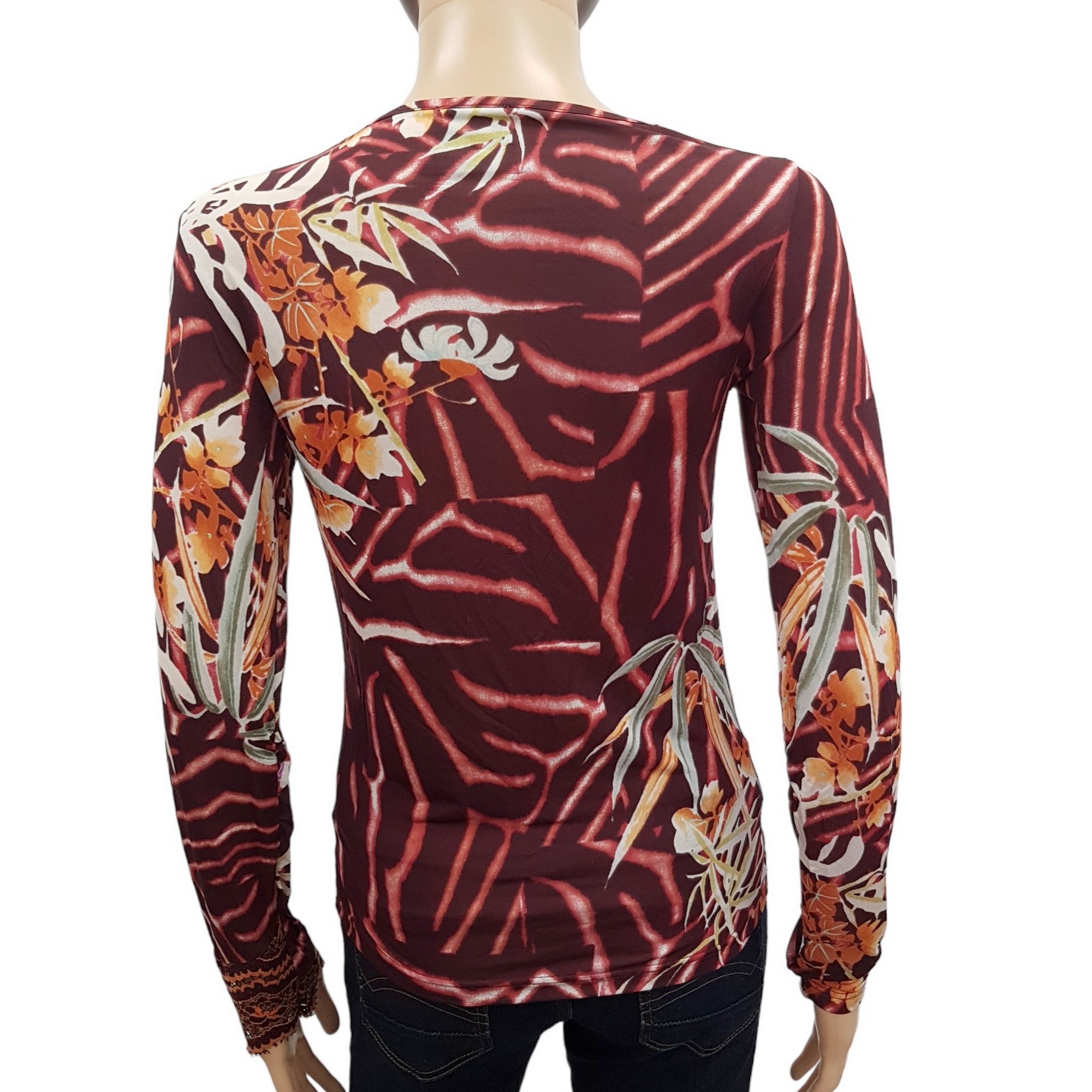 Top tee shirt Kenzo Jungle T S/M Vintage Imprimé fleuri tropical bordeaux - Photo 3