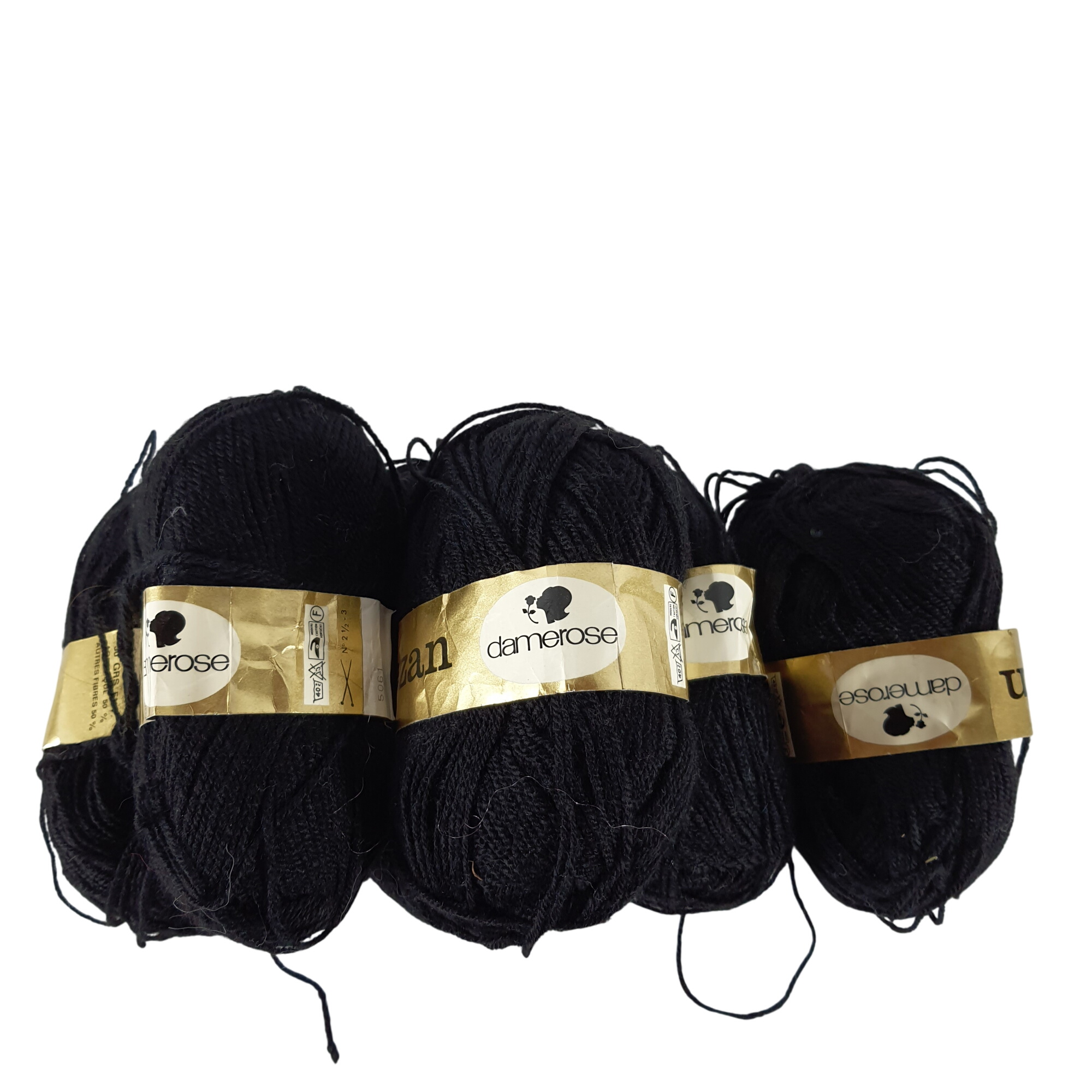 Lot de 6 pelotes de laine noire - Damerose Alezan - Photo 0