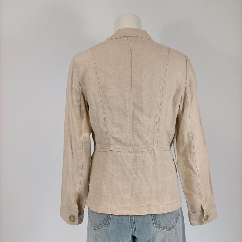 Blazer beige en lin Weekend Max Mara coupe cintrée élégante boutons nacrés taille 40 Très bon état - Vue 2 - 