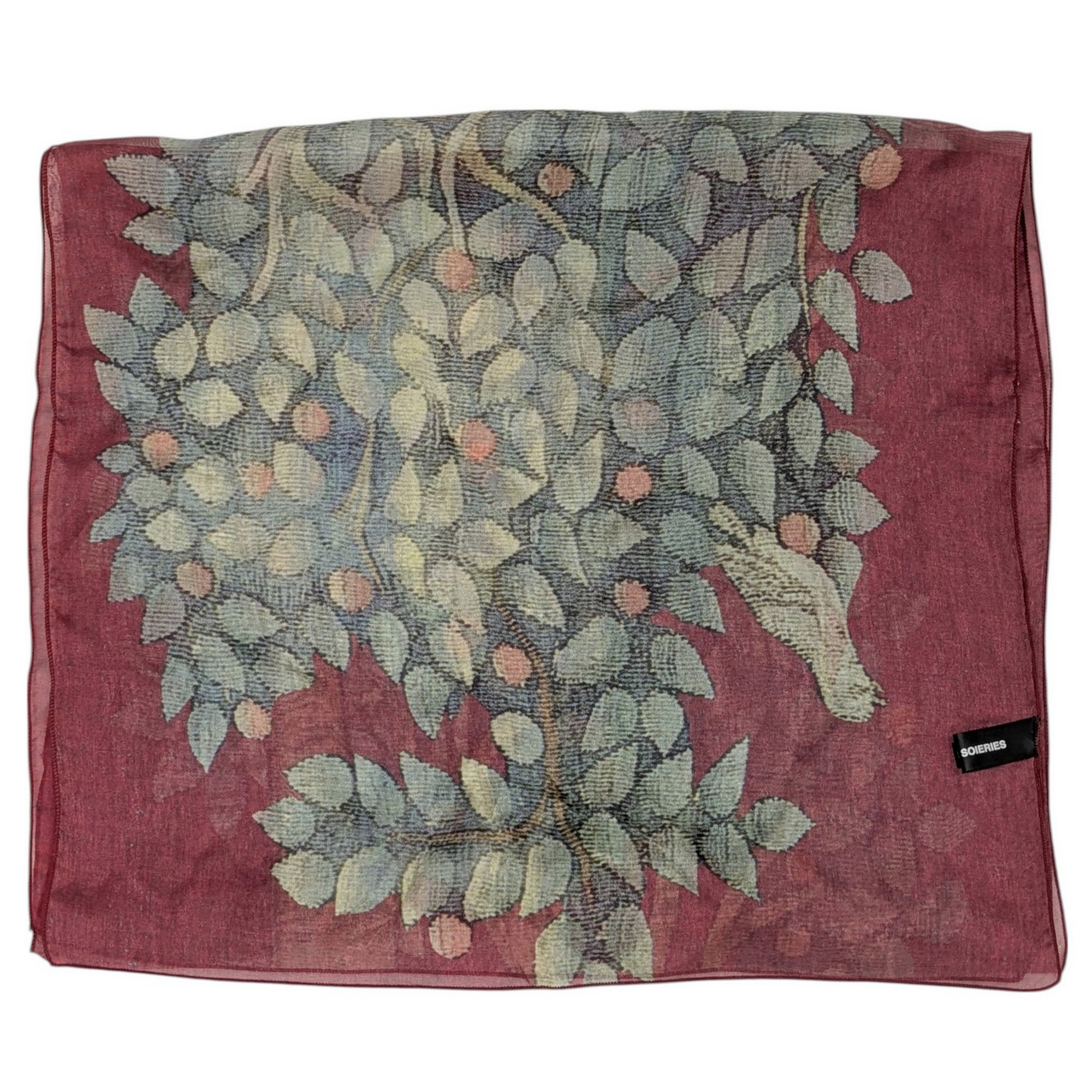Echarpe en soie Brochier Soieries Lyon Motif Arbres Détail Apocalypse d'Angers 138 x 40 cm - Photo 3