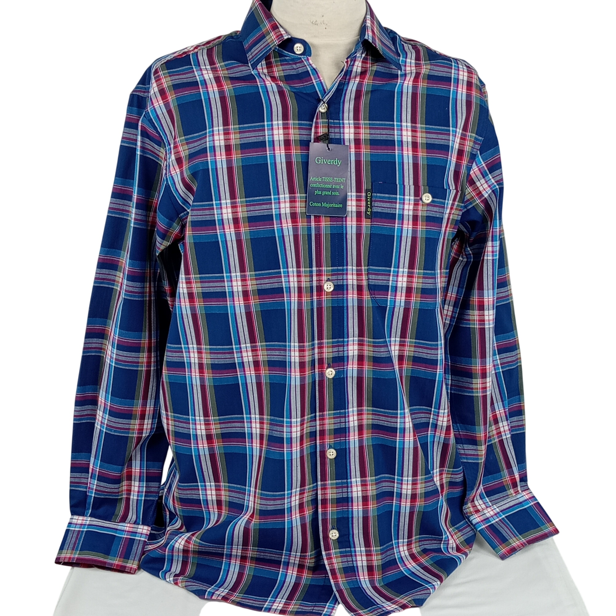 Chemise Homme Arrow Manches Longues, Bleu Foncé à Carreaux Flèche, Stretch, Taille M – Neuve Avec étiquette