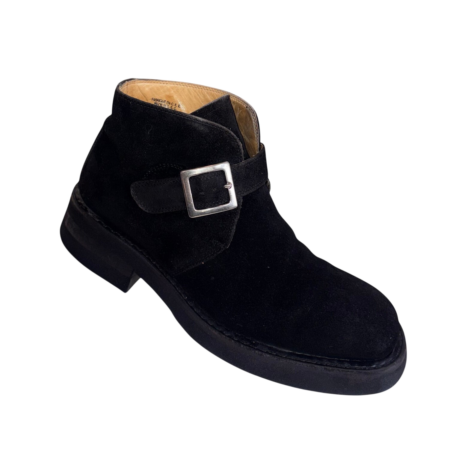 Acheter Boot à boucle en cuir velours noir 43 Jean baptiste rautureau - 60,00 € Boot à boucle en cuir velours noir 43 Jean baptiste rautureau - reconditionné disponible sur Label Emmaüs