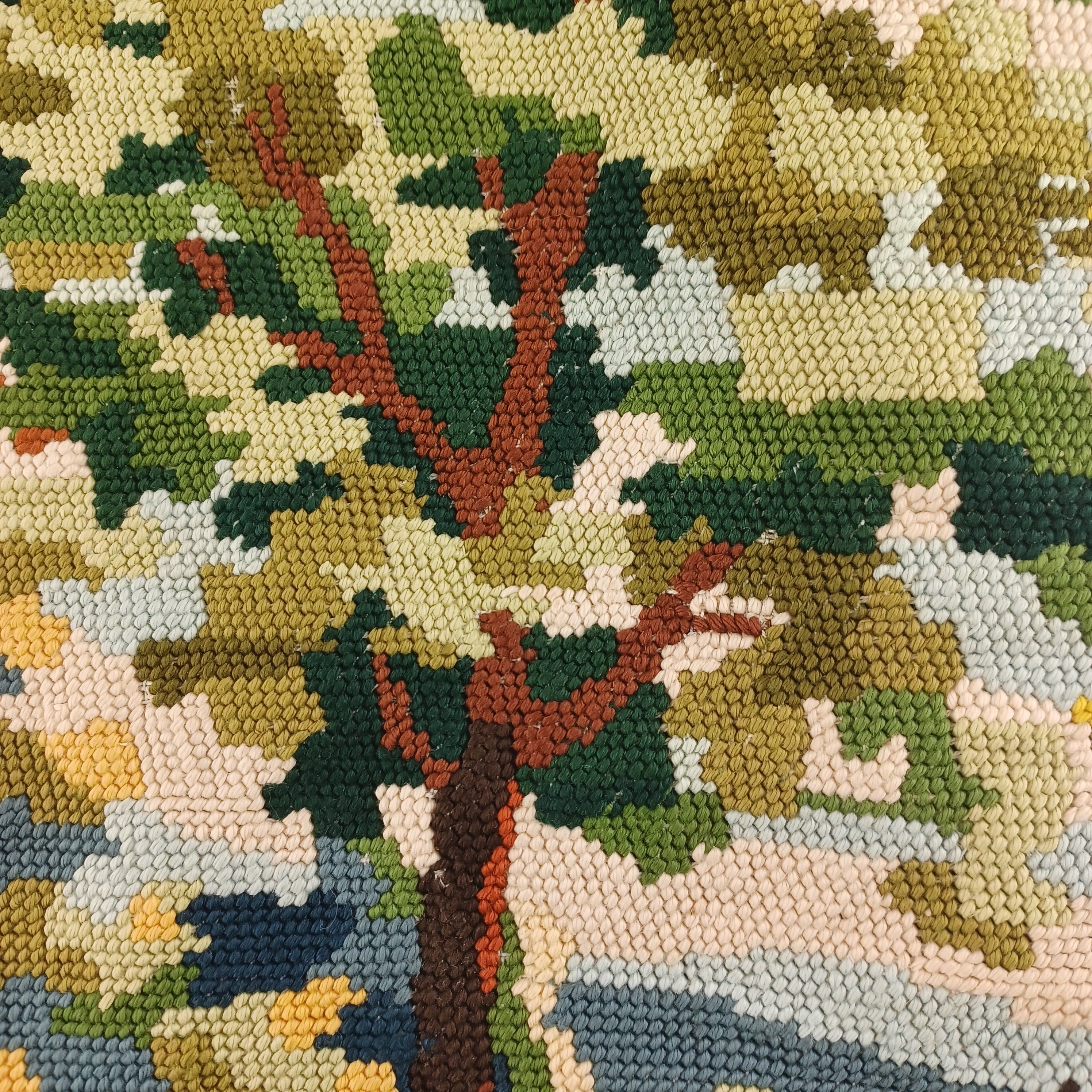 Voir photo 4 de Sac fait-main avec canevas d'une scène rurale de deux cerfs dans une forêt de 39x39 cm Sac fait-main avec canevas d'une scène rurale de deux cerfs dans une forêt de 39x39 cm Comme neuf - Vue 4 -