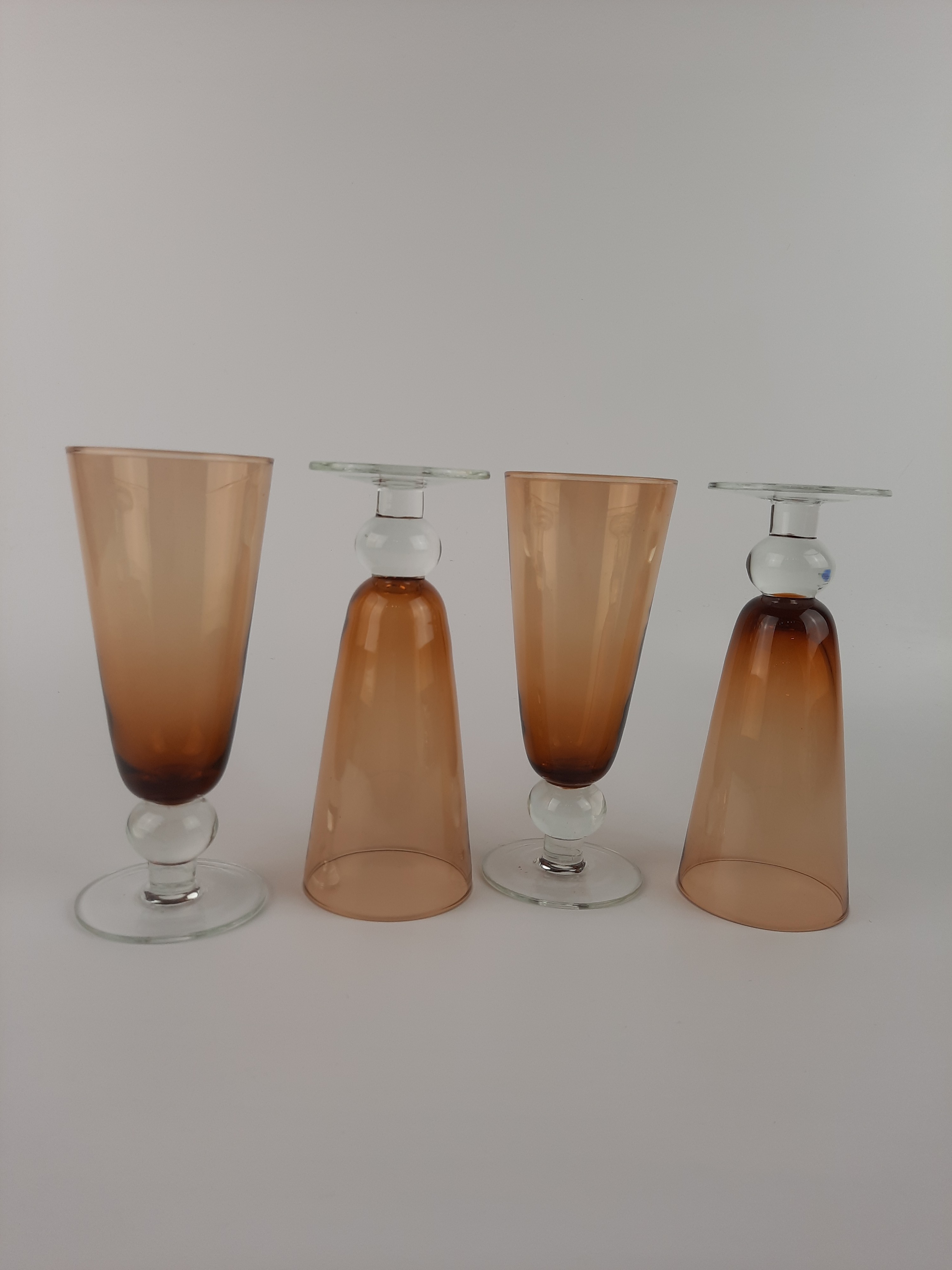 Lot de 4 Flûtes à champagne ambré -années 60 - Photo 5