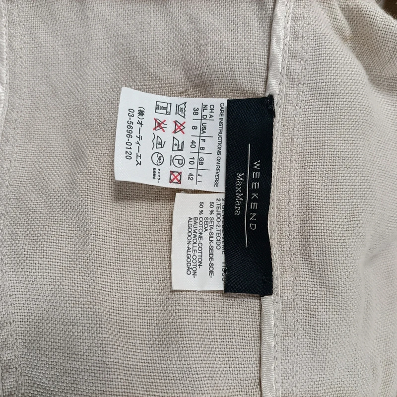 Blazer beige en lin Weekend Max Mara coupe cintrée élégante boutons nacrés taille 40 Très bon état - Vue 10 - 