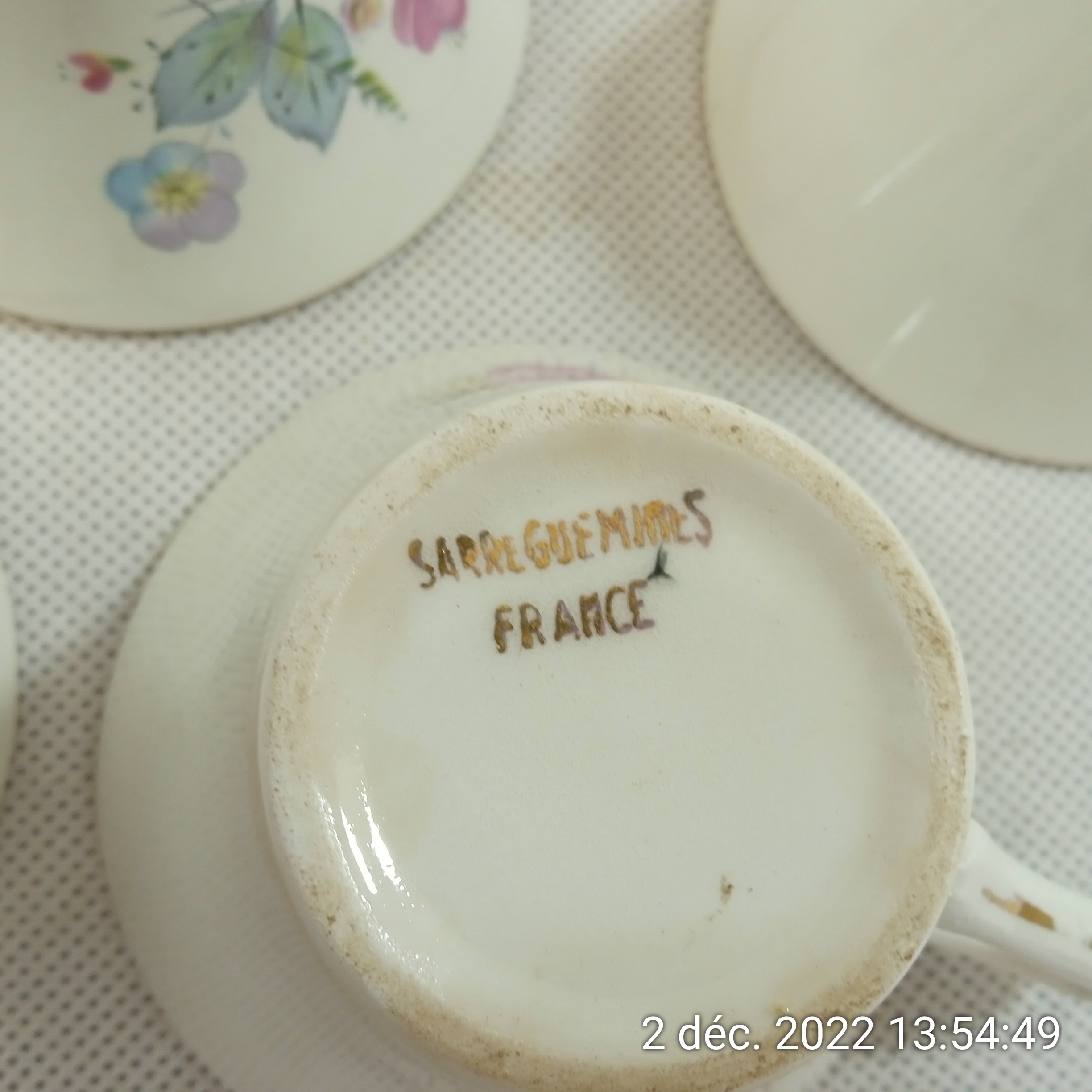 Service thé/café 6 pièces en Faïence Sarreguemines France modèle Eve Bon état - Vue 3 - 