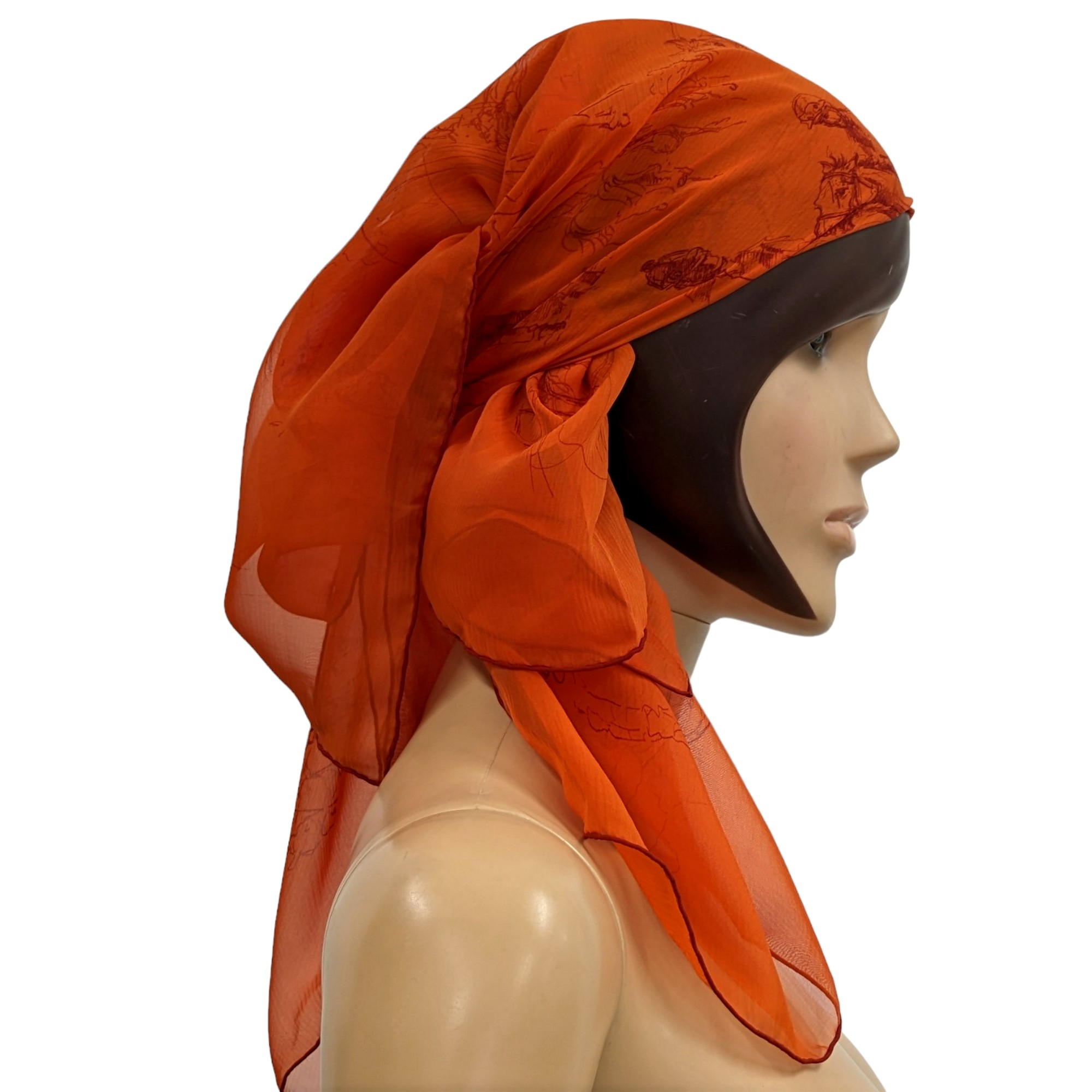 Hermès Croquis champs de courses Foulard Carré de soie 88 x 89 cm Design Hubert de Watrigant - Bon état - Photo 6