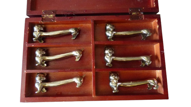 Lot de 6 Porte couteaux Chatons en métal argenté  - Vue 14 - 