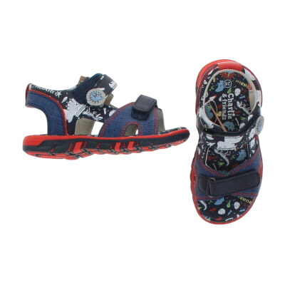 Sandales bleues imprimées multicolores - Enfant - CHARLIE & FRIENDS - Pointures 26 - Photo 0