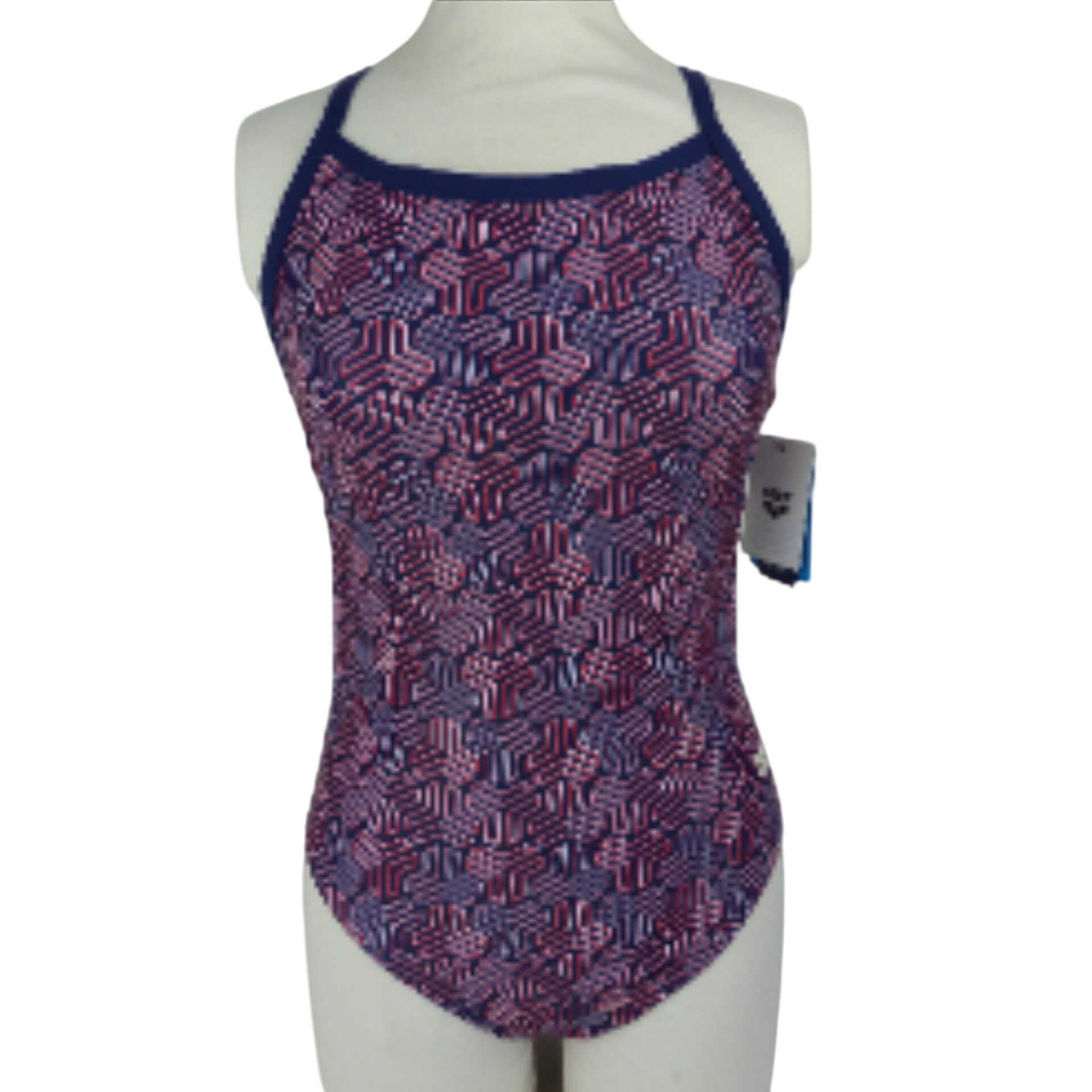 Maillot de bain une pice  Taille 46  Motif gomtrique rose/bleu  Dos nageur - arena - Modalova