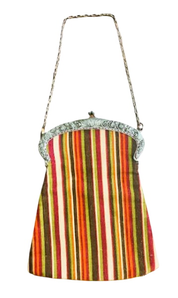 Sac de soirée aumonière. Métal blanc décoré  -  reconditionné disponible sur Label Emmaüs