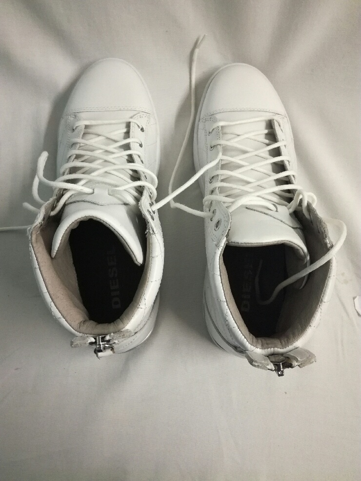 Basquettes montantes Diesel "Diamond" - blanches - cuir T41 Très bon état - Vue 4 - 