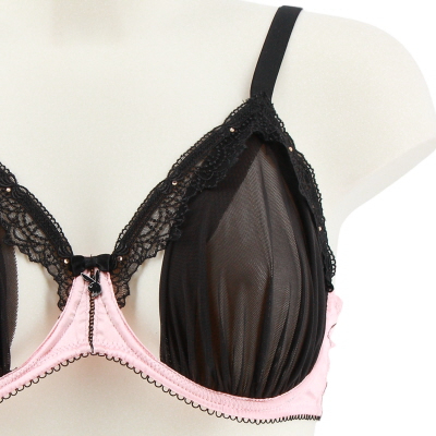 Soutien gorge sexy avec dentelle femme noir et rose -Playboy- 95D - Photo 3