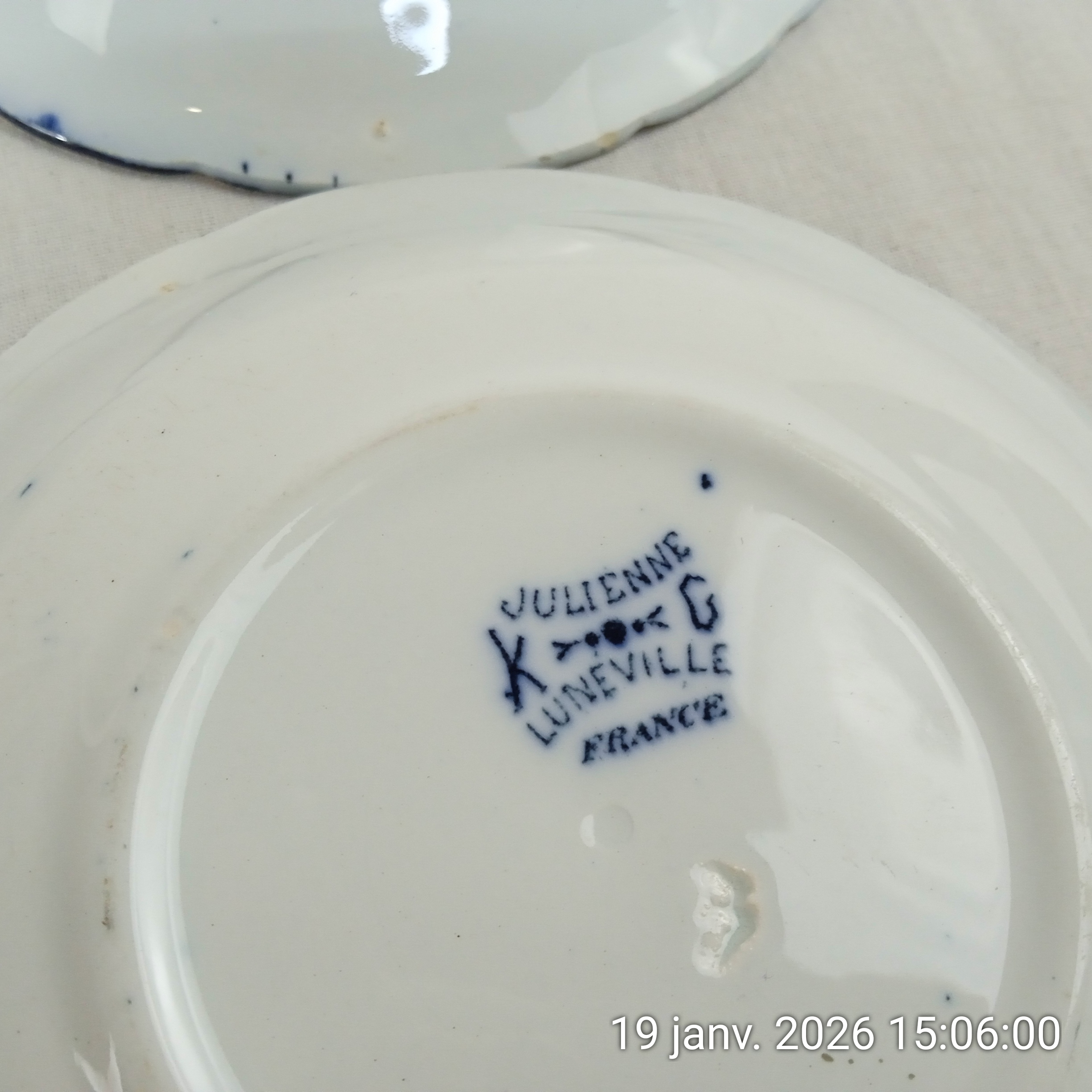 Lot de 4 Assiettes creuse K&G Lunéville Modèle Julienne Années 1900 Bon état - Vue 2 - 