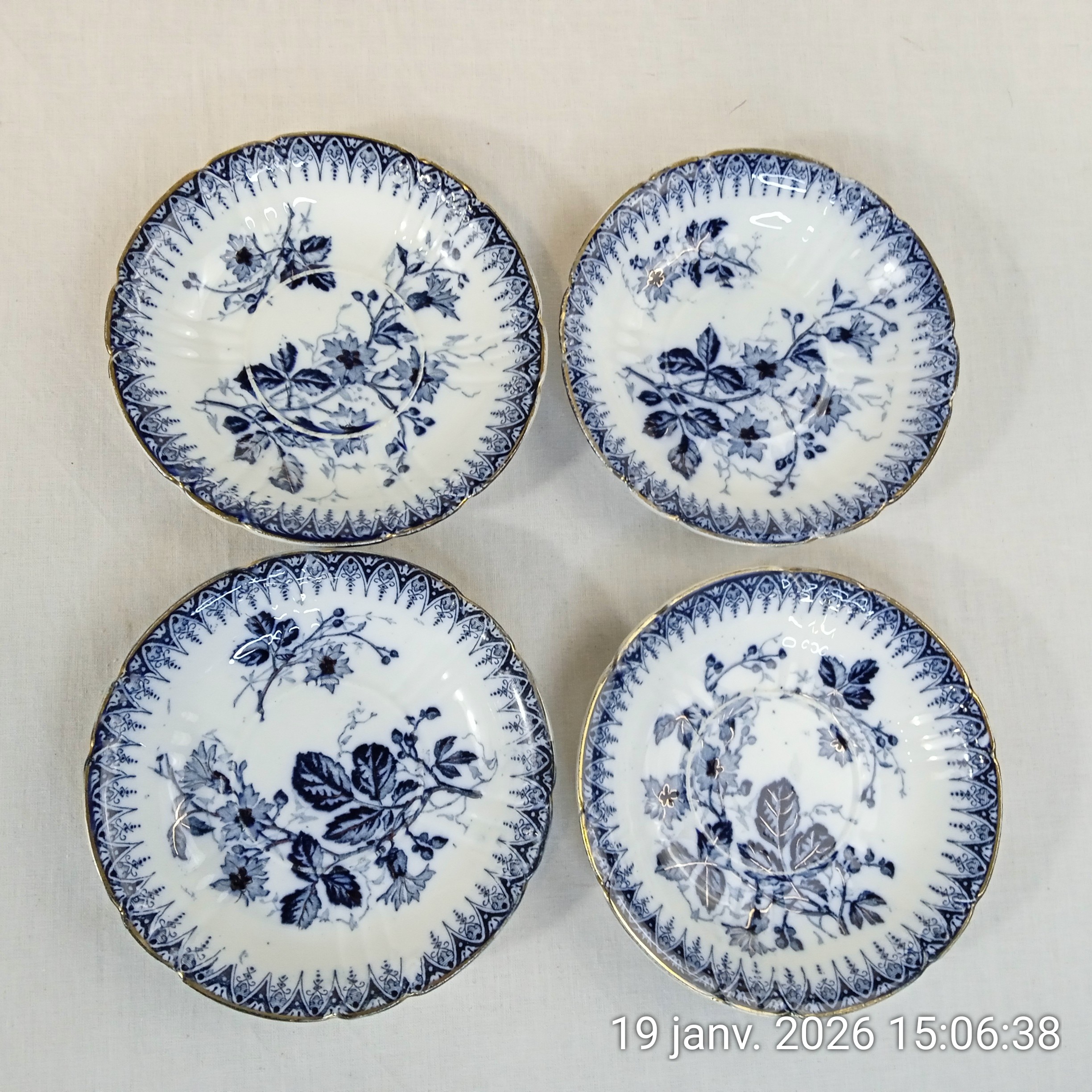 Lot de 4 Assiettes creuse K&G Lunéville Modèle Julienne Années 1900 Bon état - Vue 5 - 