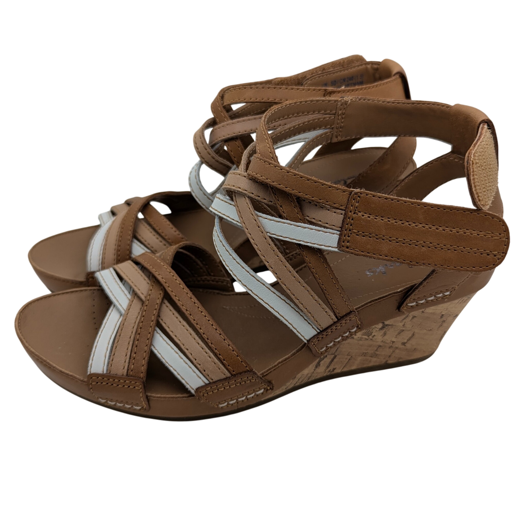 Sandales CLARKS modle Rusty free T.38(T.5) semelles compenses en lige, talon de 5 cm - Label Emmaus - Modalova