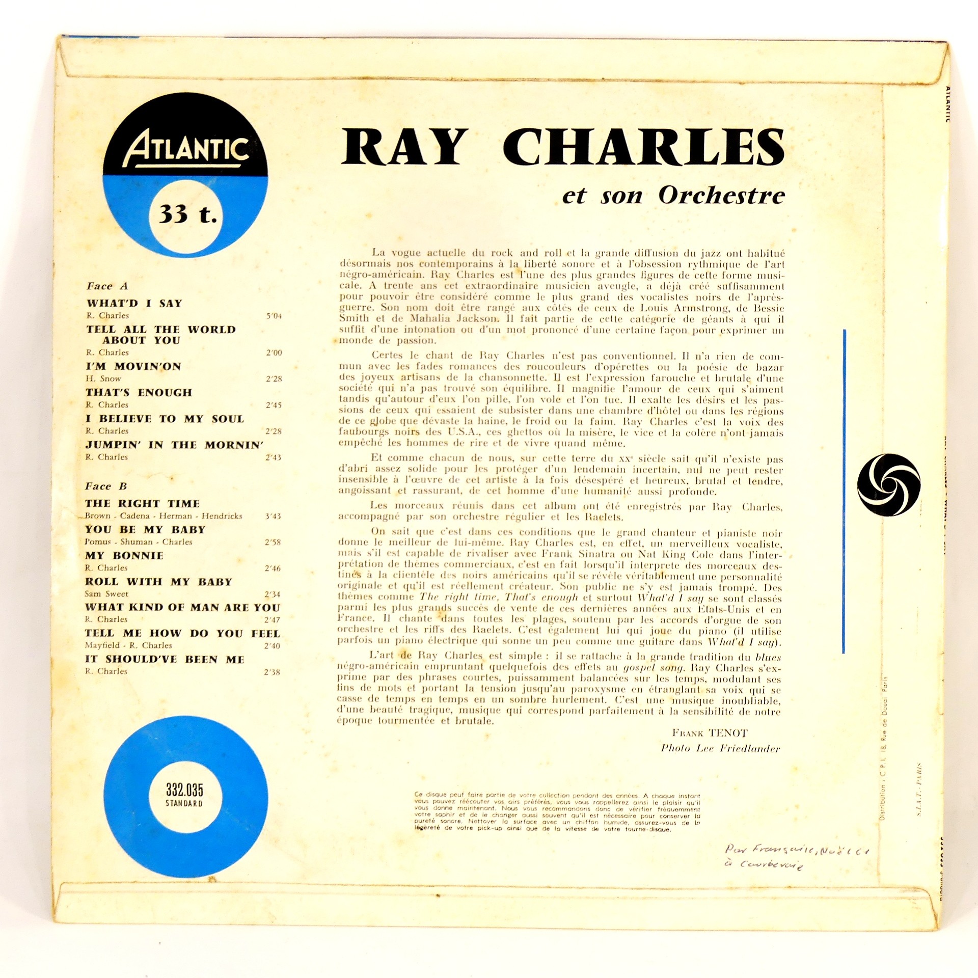 Vinyle - Ray Charles - What'D I Say - 1961  - Vue 5 - 