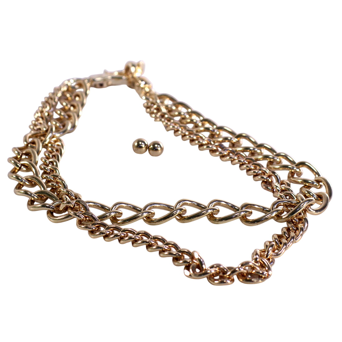 Collier double-rang avec mousquetons en métal doré  -  reconditionné disponible sur Label Emmaüs