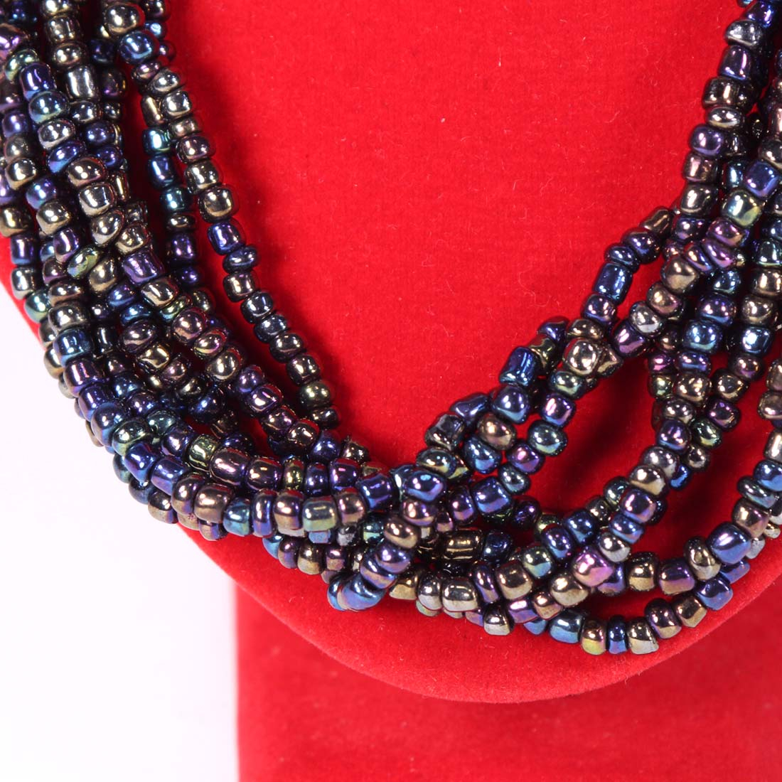 Collier multi-rang en perles de rocaille métallisées Bon état - Vue 2 - 
