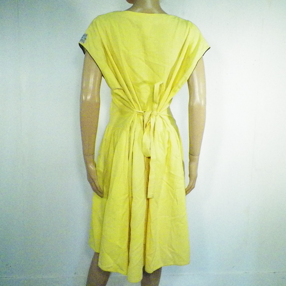 Robe Vintage En Coton Jaune CLASSIC STYLE Taille 50 Bon état - Vue 3 - 