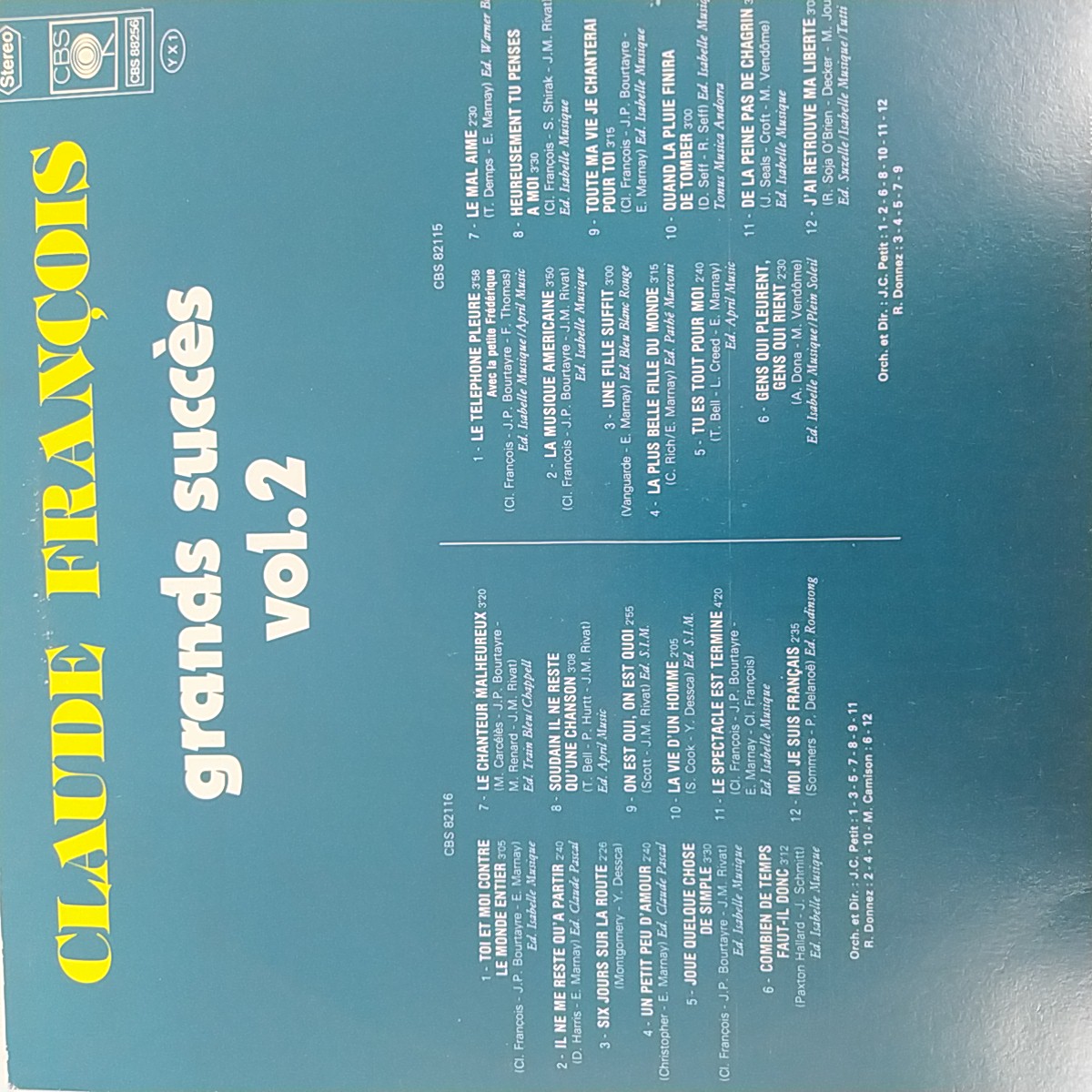 Vinyle double 33 tours de Claude François - Grands succès vol.2 - Bon état - Photo 2