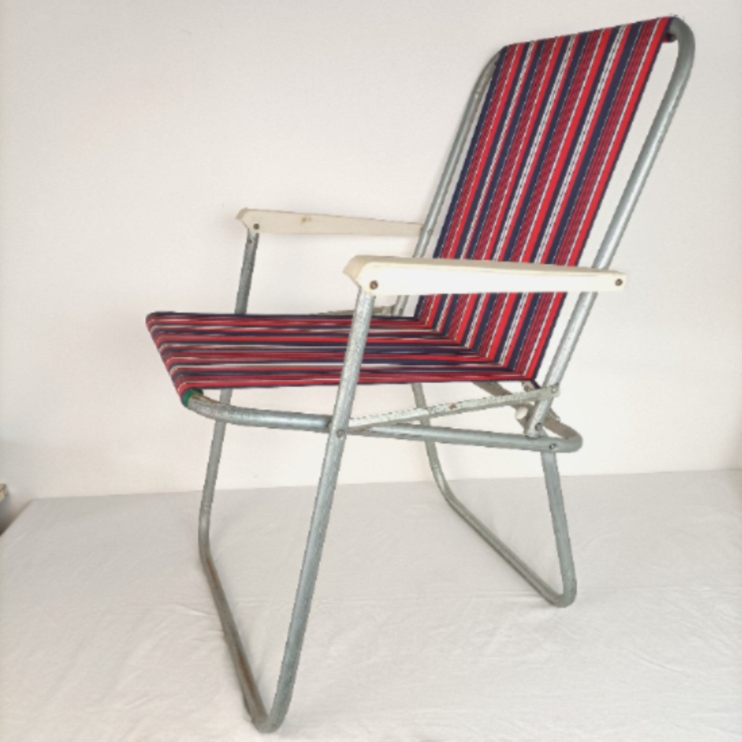 Chaise pliante + Tabouret pliant camping/plage - Vintage État correct - Vue 4 - 