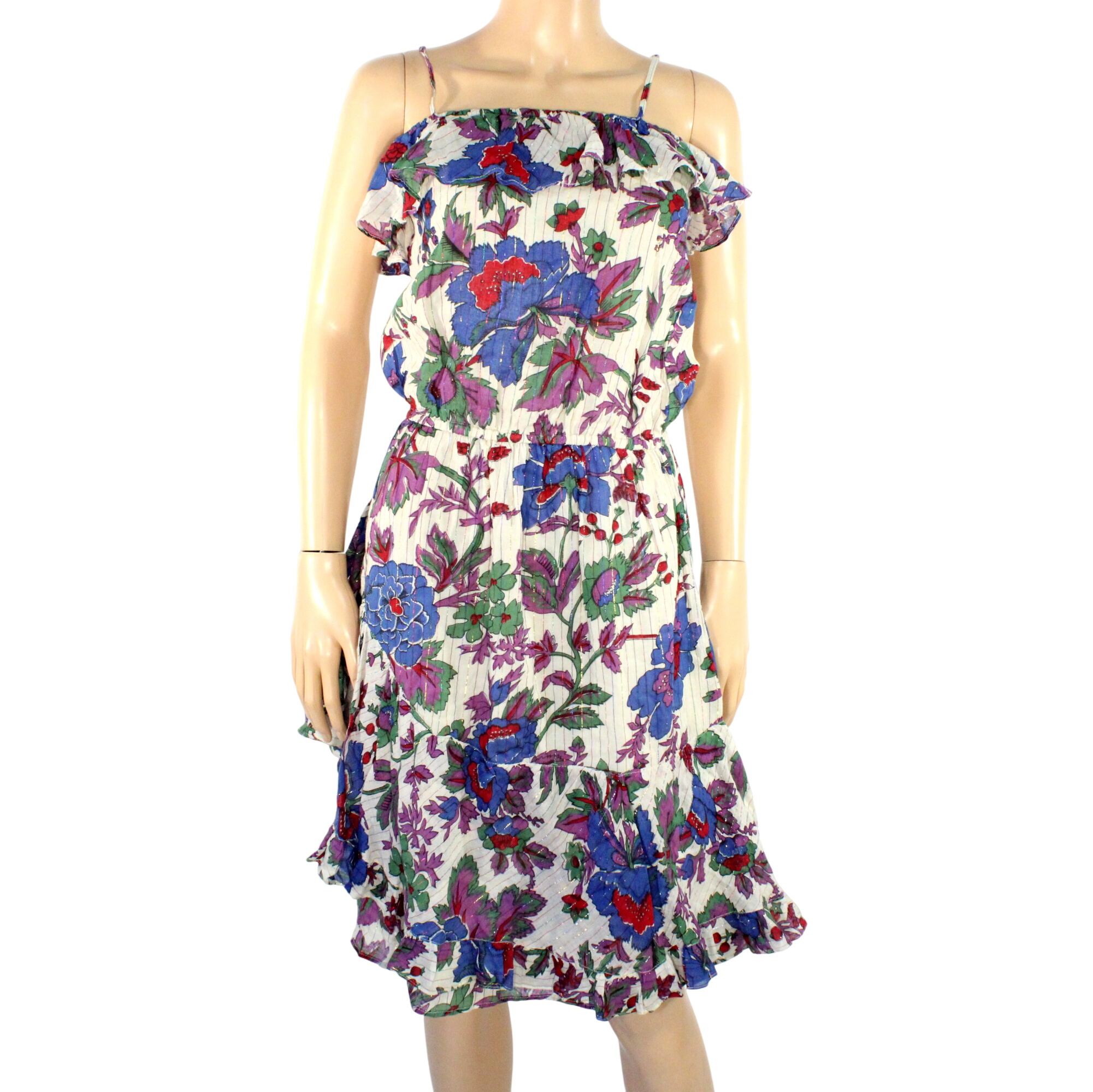 Robe En Coton Ecru & Violette Fleurie NAF NAF Taille 36 - Photo 0