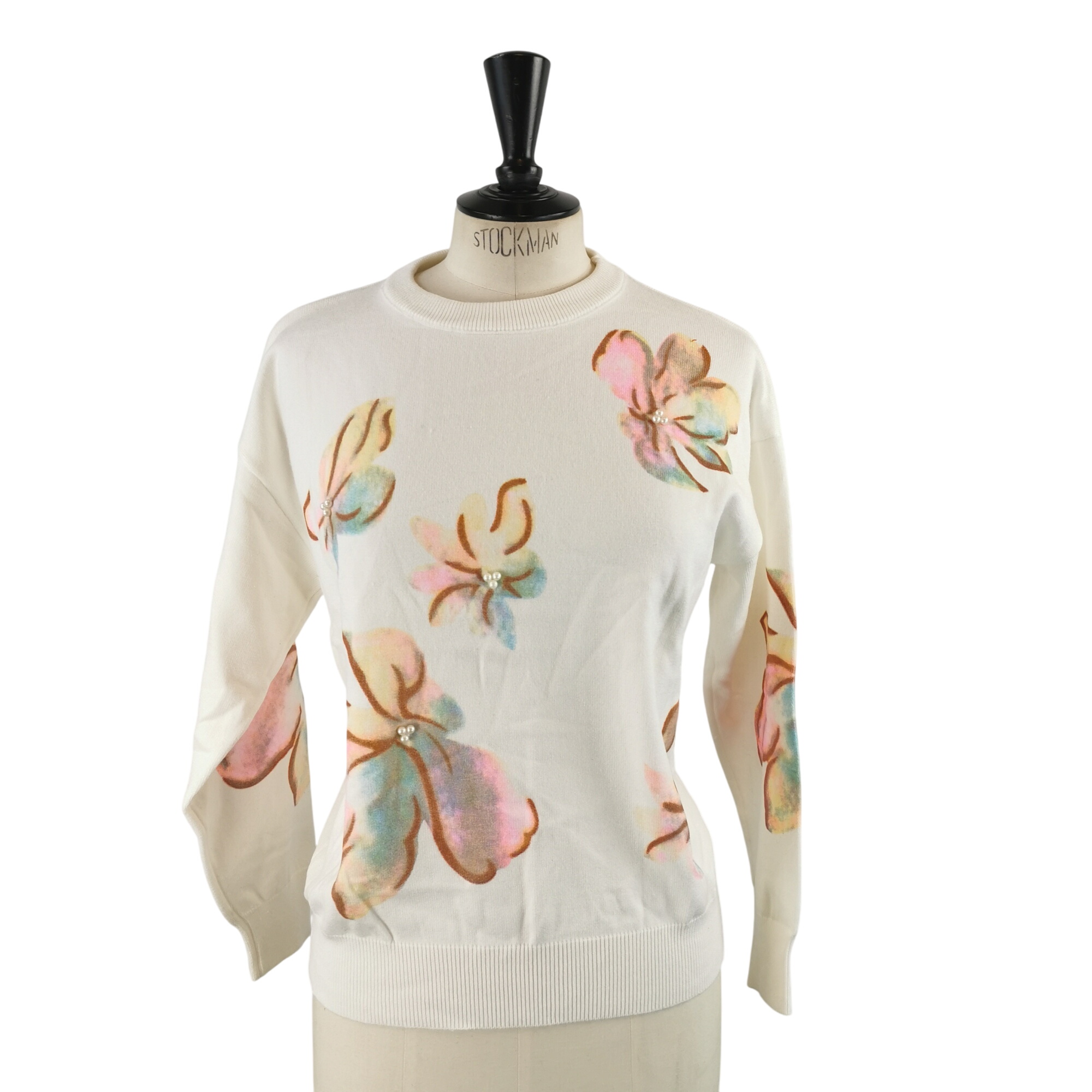 Pull TS (estime), fleurs et perles - Label Emmaus - Modalova