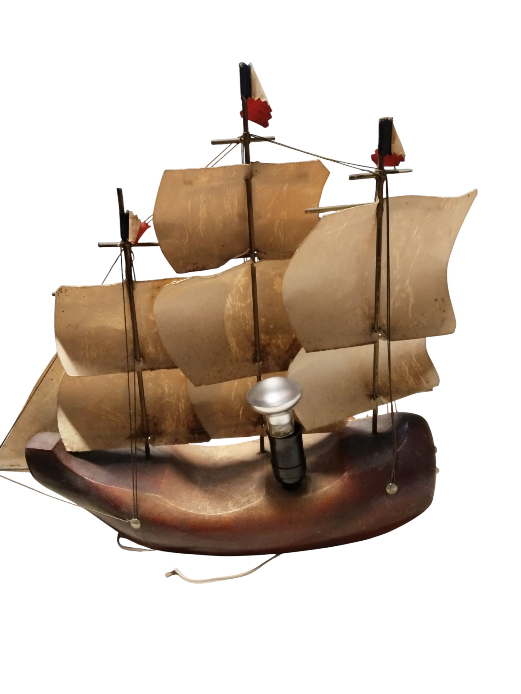 Voir photo 3 de Bateau lampe bois Bateau lampe bois État correct - Vue 3 -