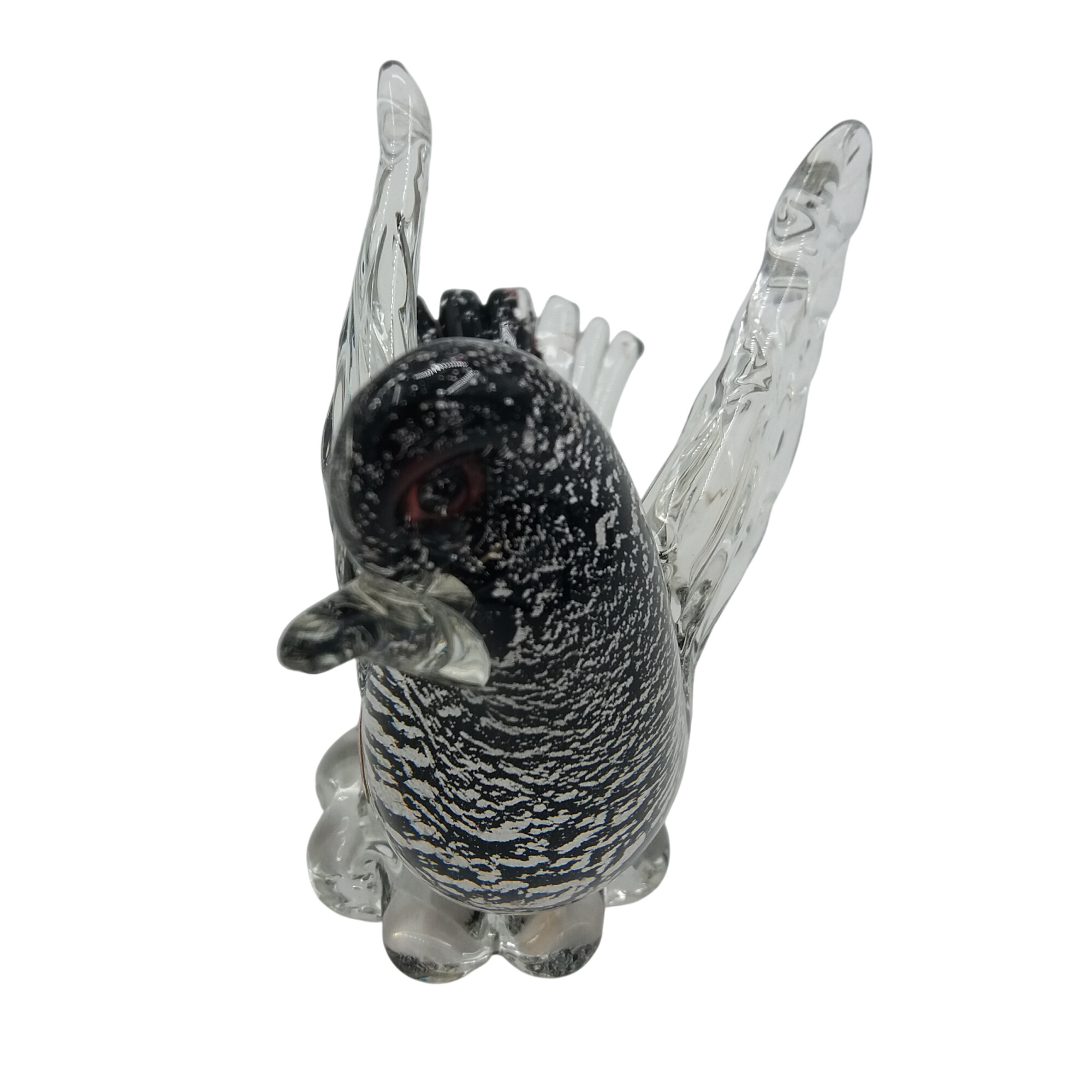 Oiseau en verre soufflé sur son socle. Murano. Made in Italie. - Photo 0