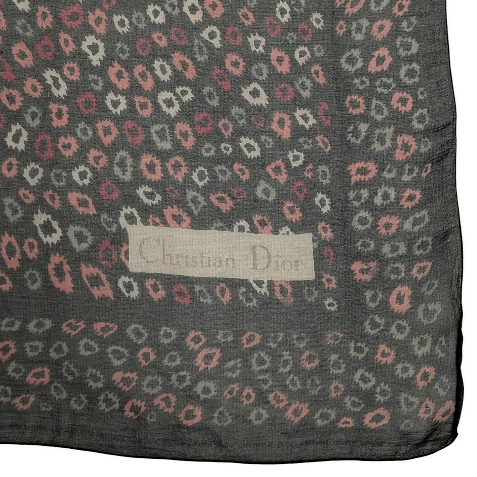 Foulard Christian Dior en mousseline de soie Imprimé graphique Carré vintage 62 x 65 cm - Photo 2