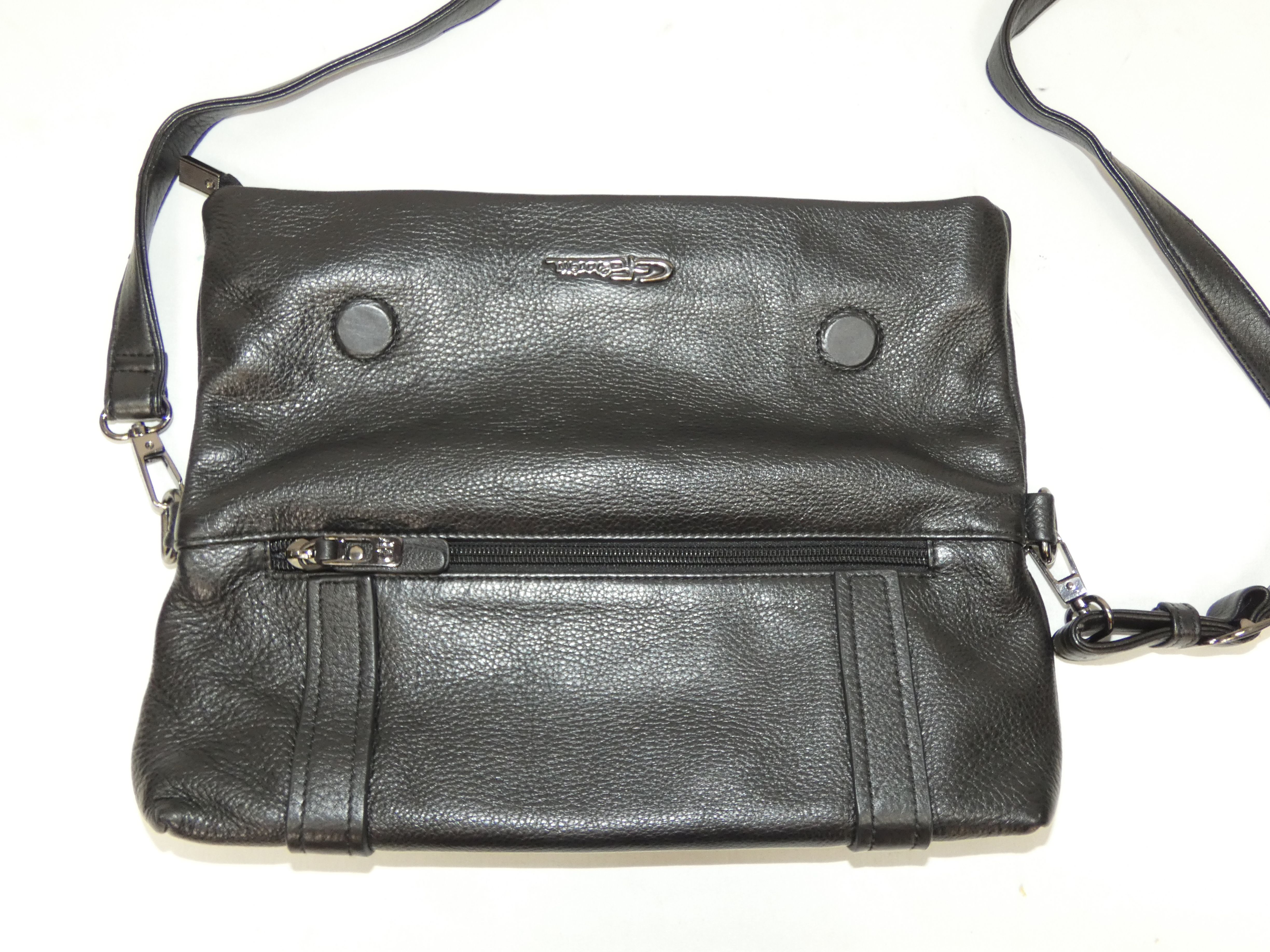 Sac à bandoulière en cuir noir de marque Giorgio FERRETTI - Photo 2