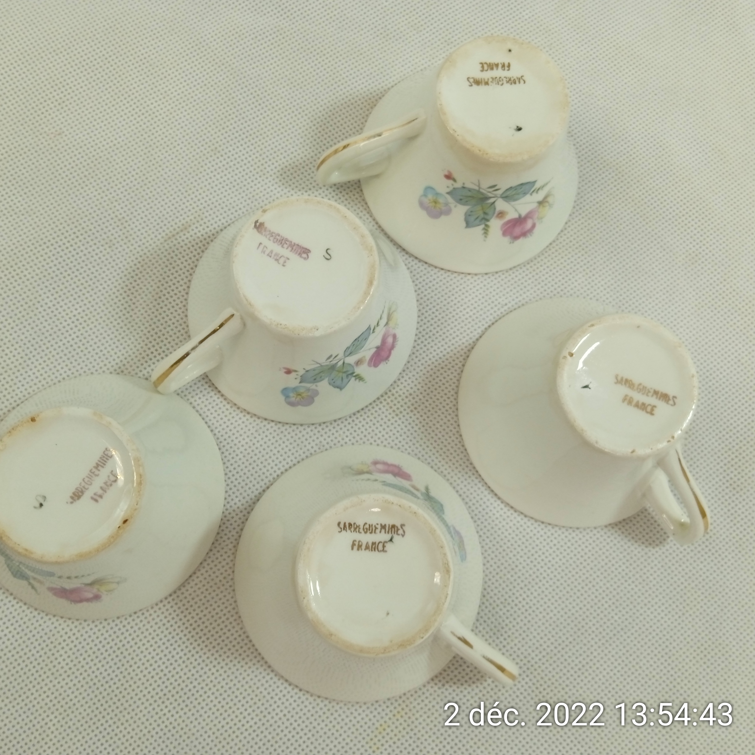 Service thé/café 6 pièces en Faïence Sarreguemines France modèle Eve Bon état - Vue 10 - 