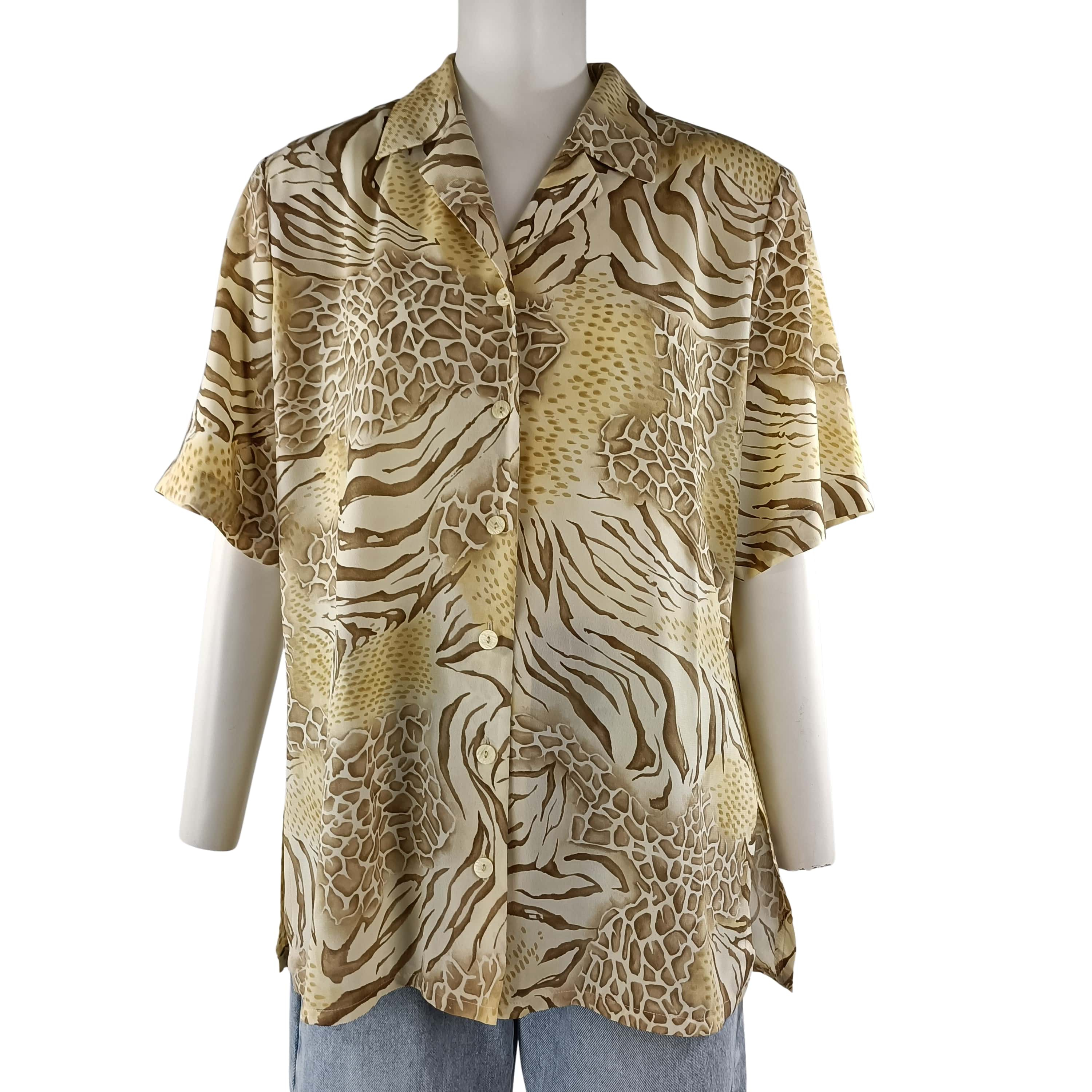 Chemisier manches courtes, en voile de polyester, imprim safari beige kaki - taille 42 - basler - Modalova