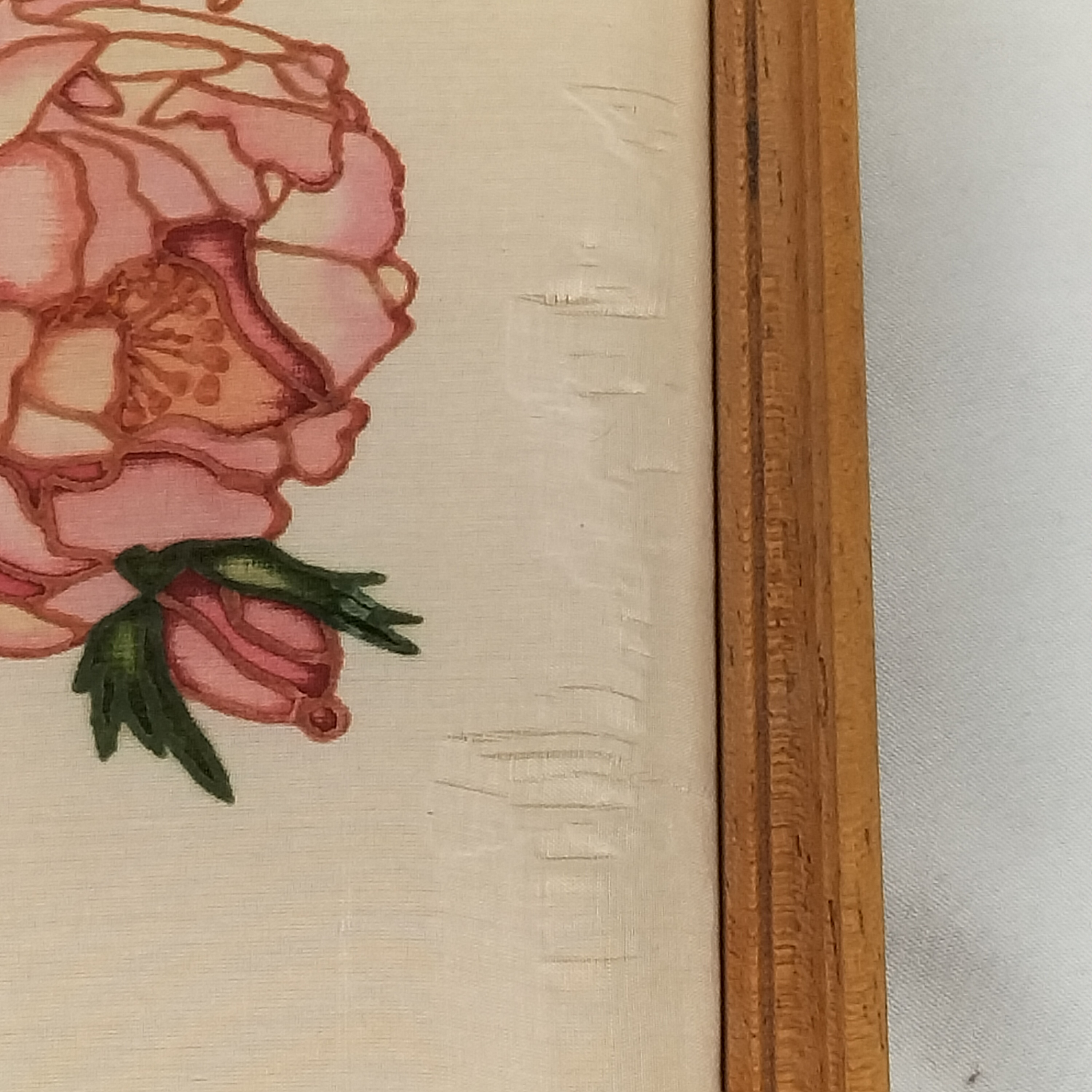 cadre peinture sur soie signée J.Uldaric - État correct - Photo 5