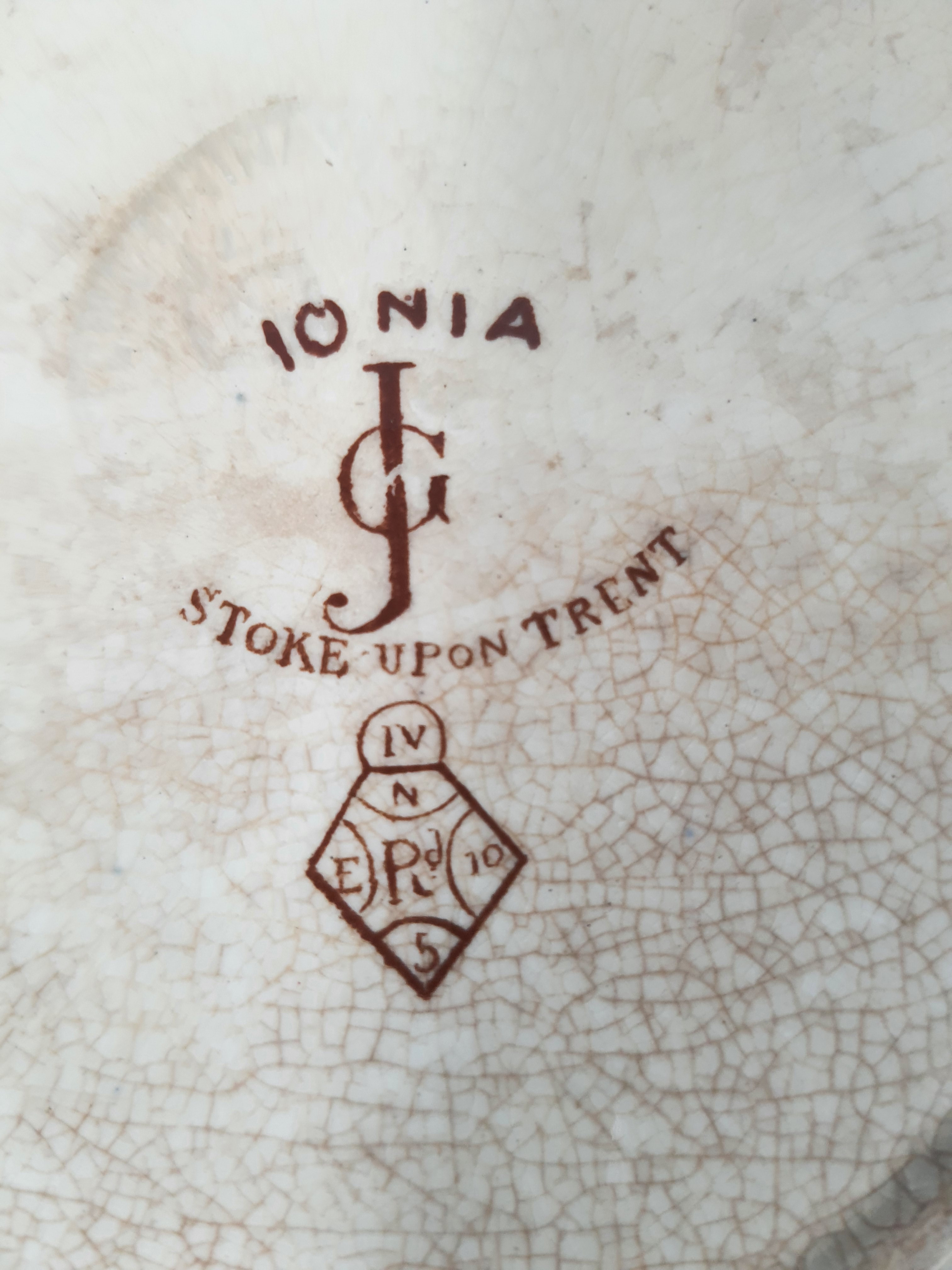 Assiette ancienne - Ionia JG Stoke upon Trent Bon état - Vue 4 - 