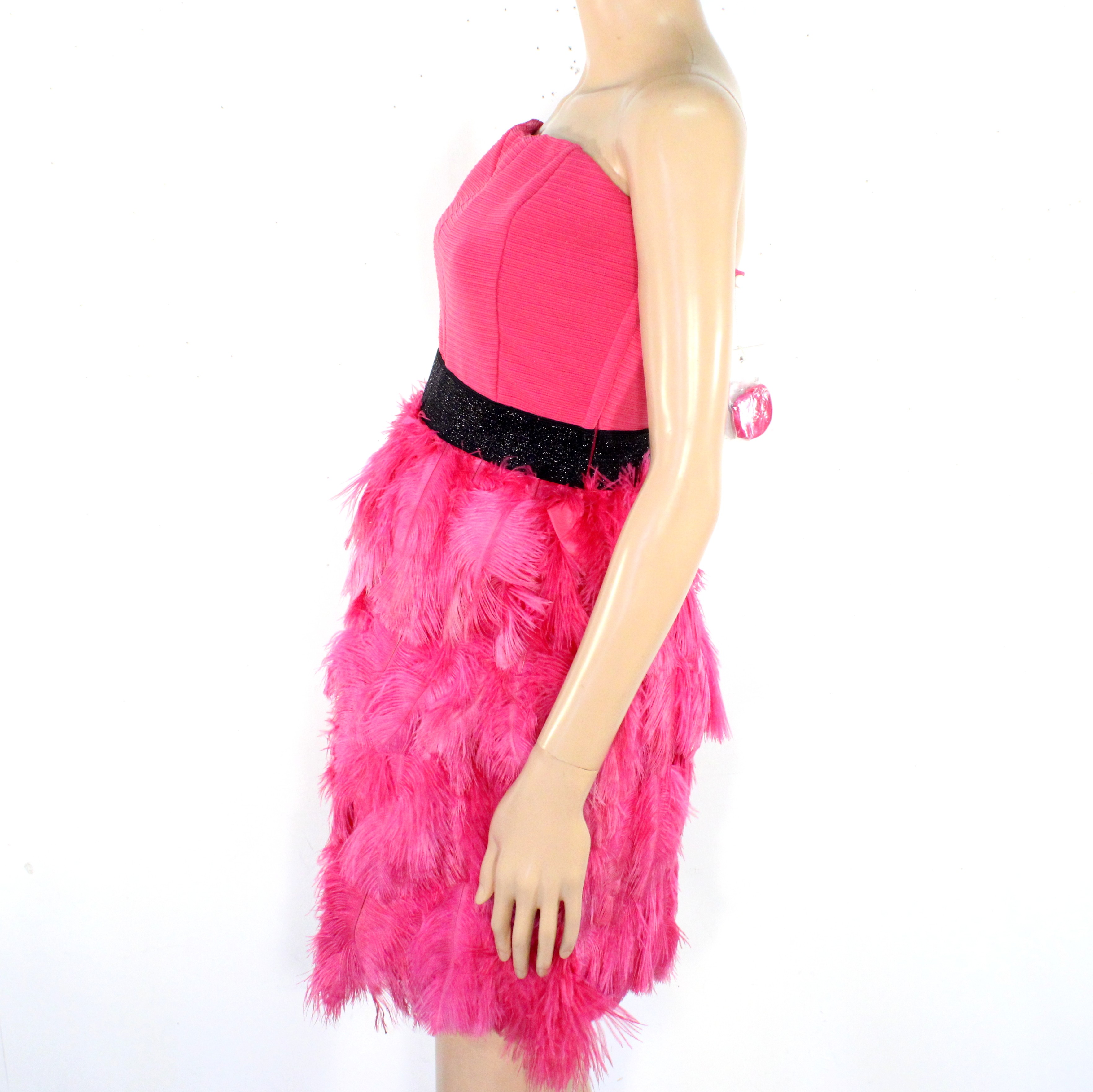 Robe Rose Fuchsia A Plumes NAF NAF Taille 38 - Photo 2