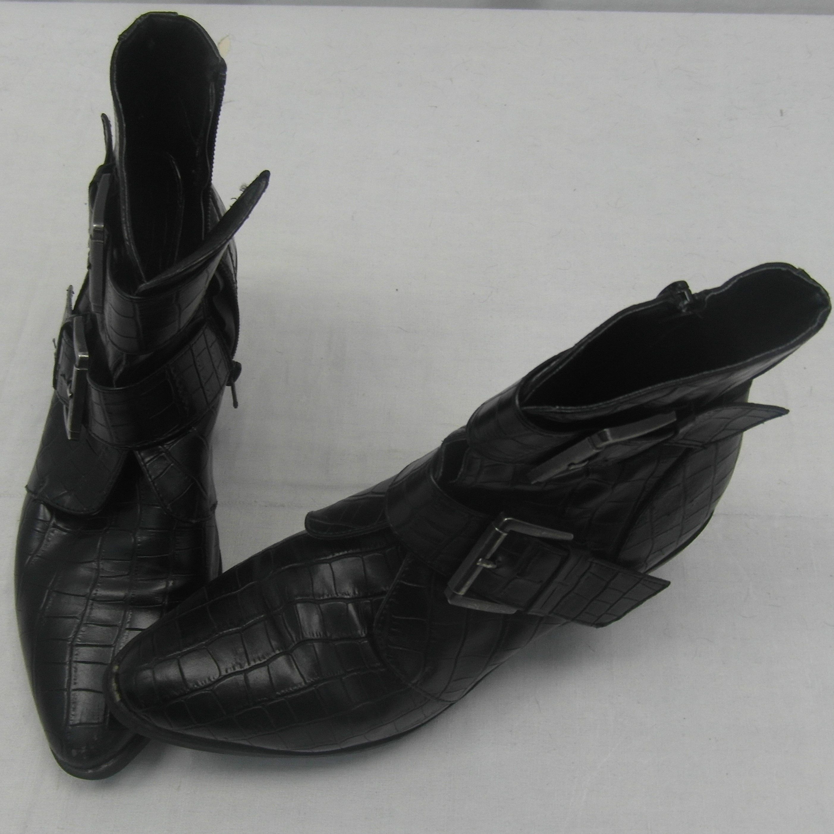Bottines à talon cuir noires à double boucle - Photo 1