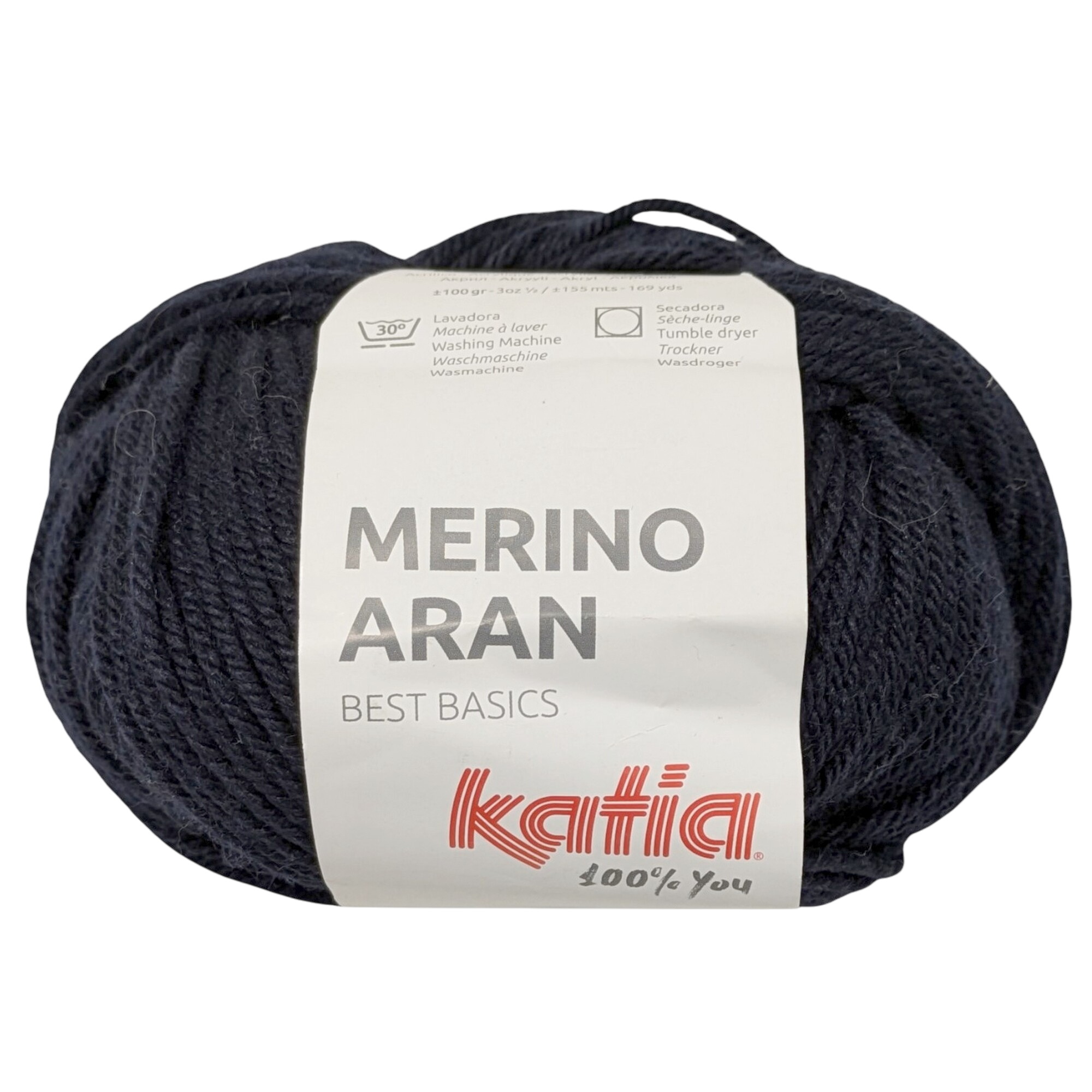 Grosse pelote de laine Katia Merino Aran fil à tricoter bleu marine - Photo 0