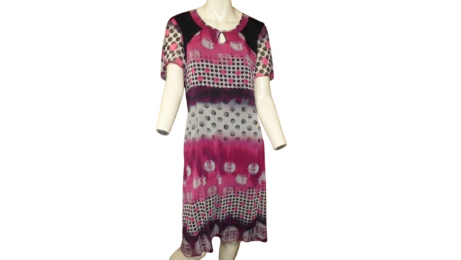 Robe voile manches courtes volants, neuve "France Rivoire" T48  -  reconditionné disponible sur Label Emmaüs