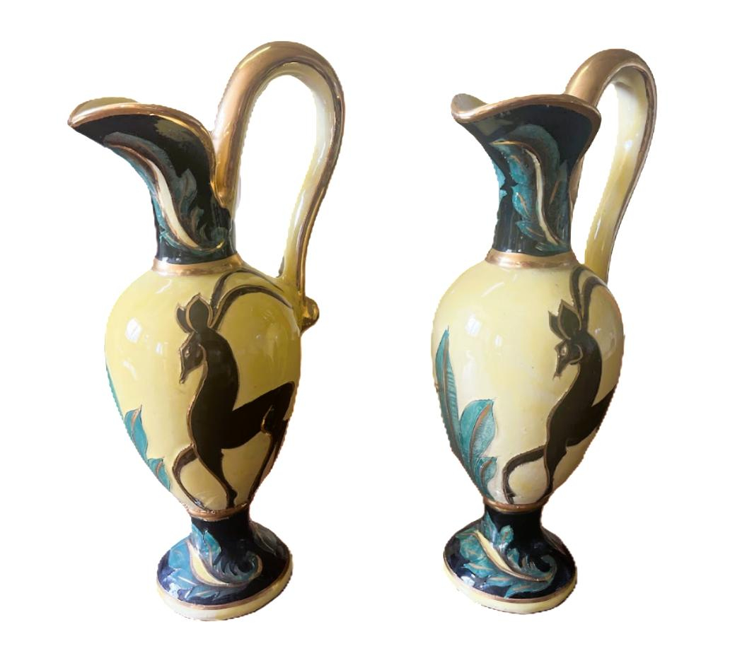 Paire de vase aiguière en céramique Vallauris Bon état - Vue 8 - 