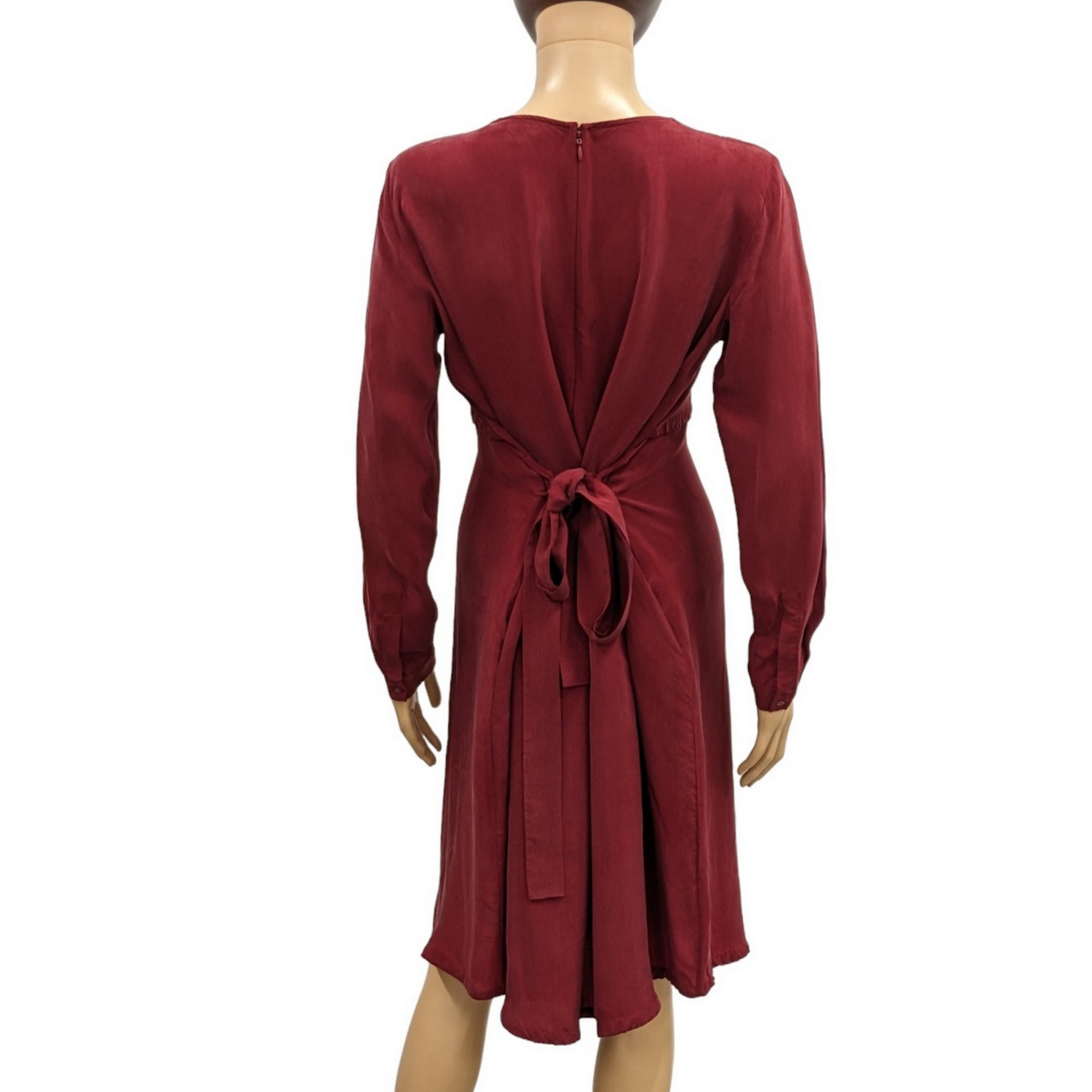 Robe Cos T 38 rouge en fibre aspect soie rouge grenat - Photo 2