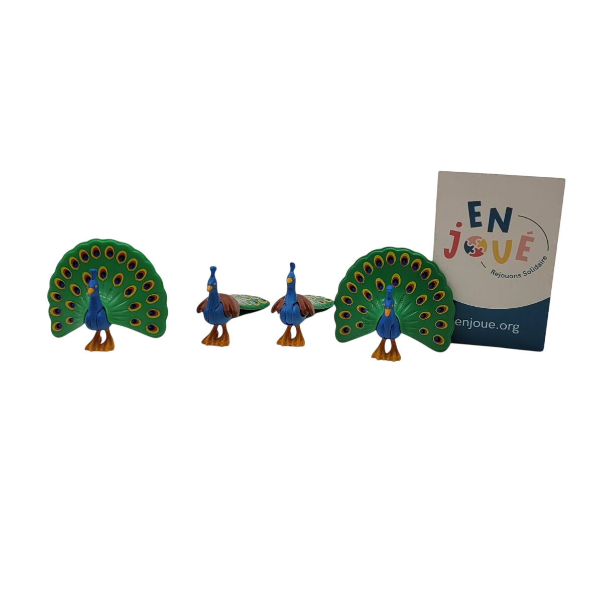 Lot de 4 figurines miniatures paons - À partir de 5 ans. Très bon état -  reconditionné disponible sur Label Emmaüs